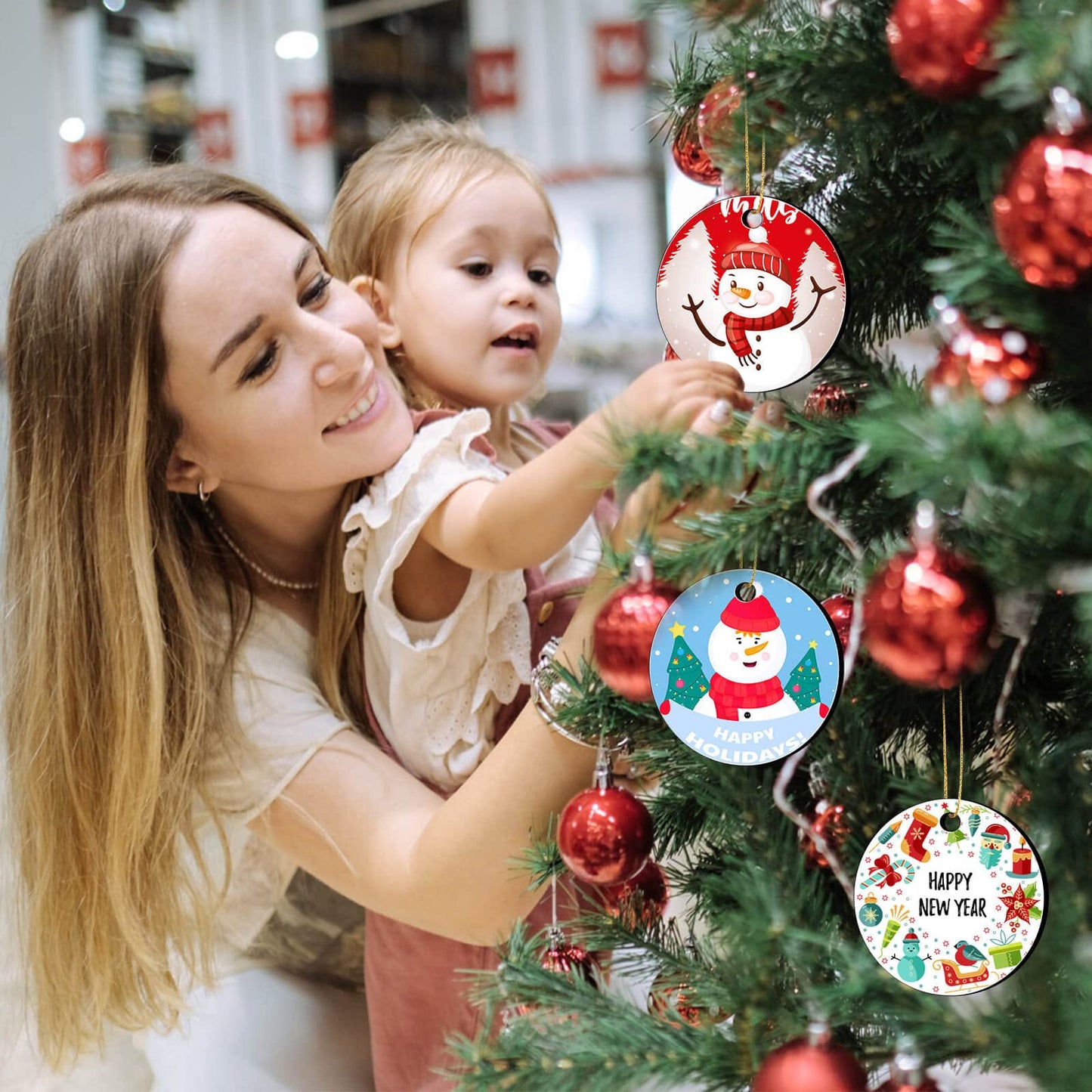Billbotk 3" Sublimation Ornament Blanks, 30 Pieces Round Blank Sublimation Ornaments for Christmas Tree Décor, DIY Handmade Crafts(3 inches)