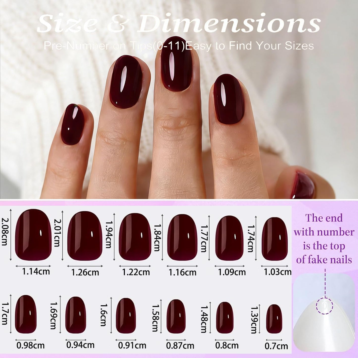 Red Press On Nails Oval -Short Press On Nails with Nail Glue, Fit Perfectly & Natural Reusable Stick On Nails in 12 Sizes - 24PCS Soft Gel Glue On Nails Kit