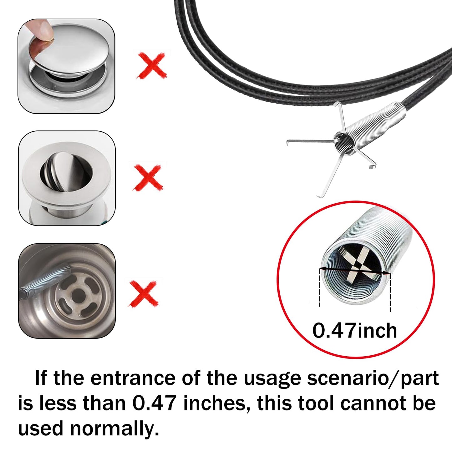 Drain Snake，116" Flexible Grabber Claw Tool Reacher Drain Snake Hair Drain Clog Remover for Toilet Sewer Shower Kitchen Bathroom Tub Clogged Drains Opener Cleaning Tool