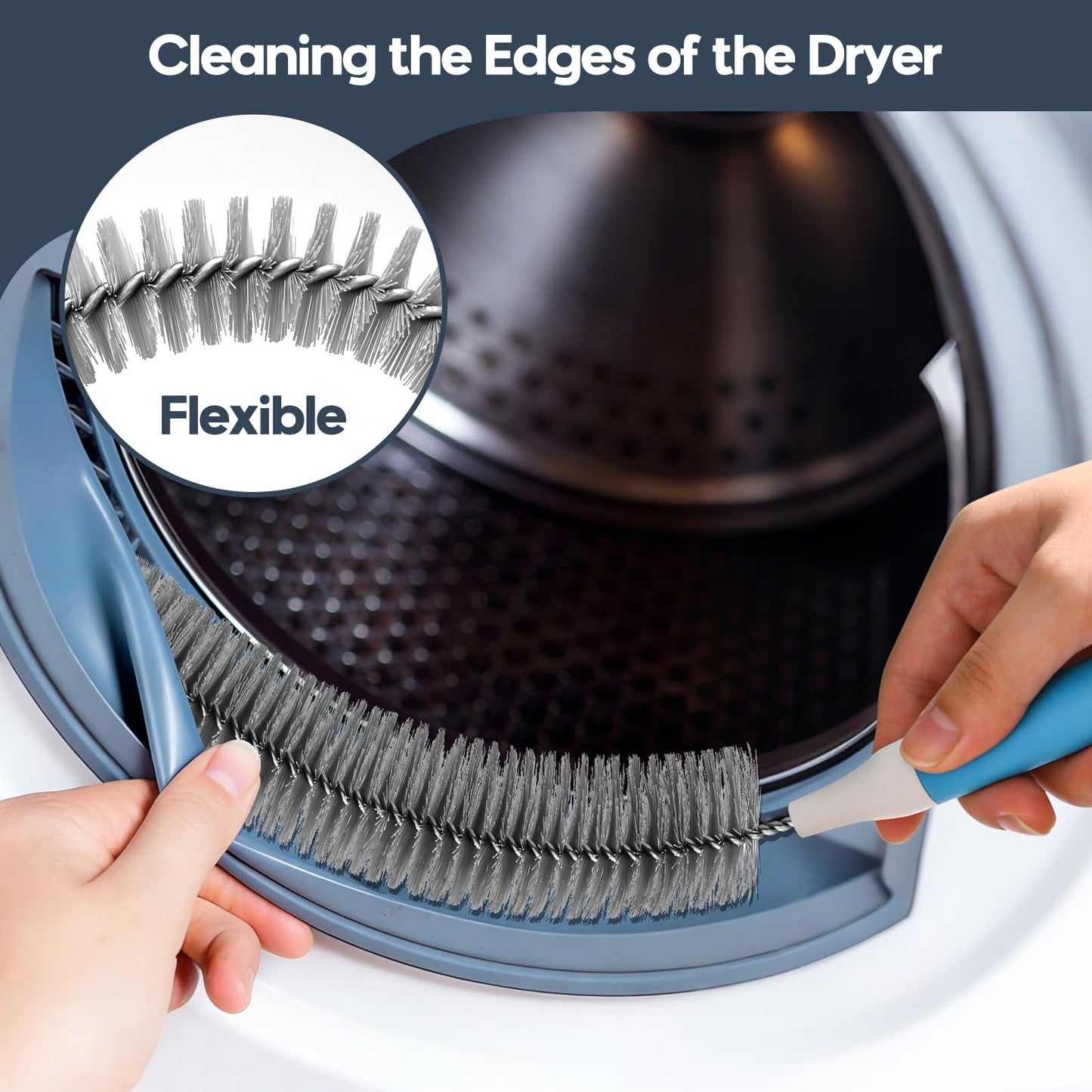 TOOUT Dryer Vent Cleaner Kit 5 Pcs, Refrigerator Coil Cleaning Brush, Sewer Set Brush, Dryer Lint Cleaner Brush for Flexible Lint Remover, Kitchen Sink, Bathroom Clog, Toilet, Vent Scrubber