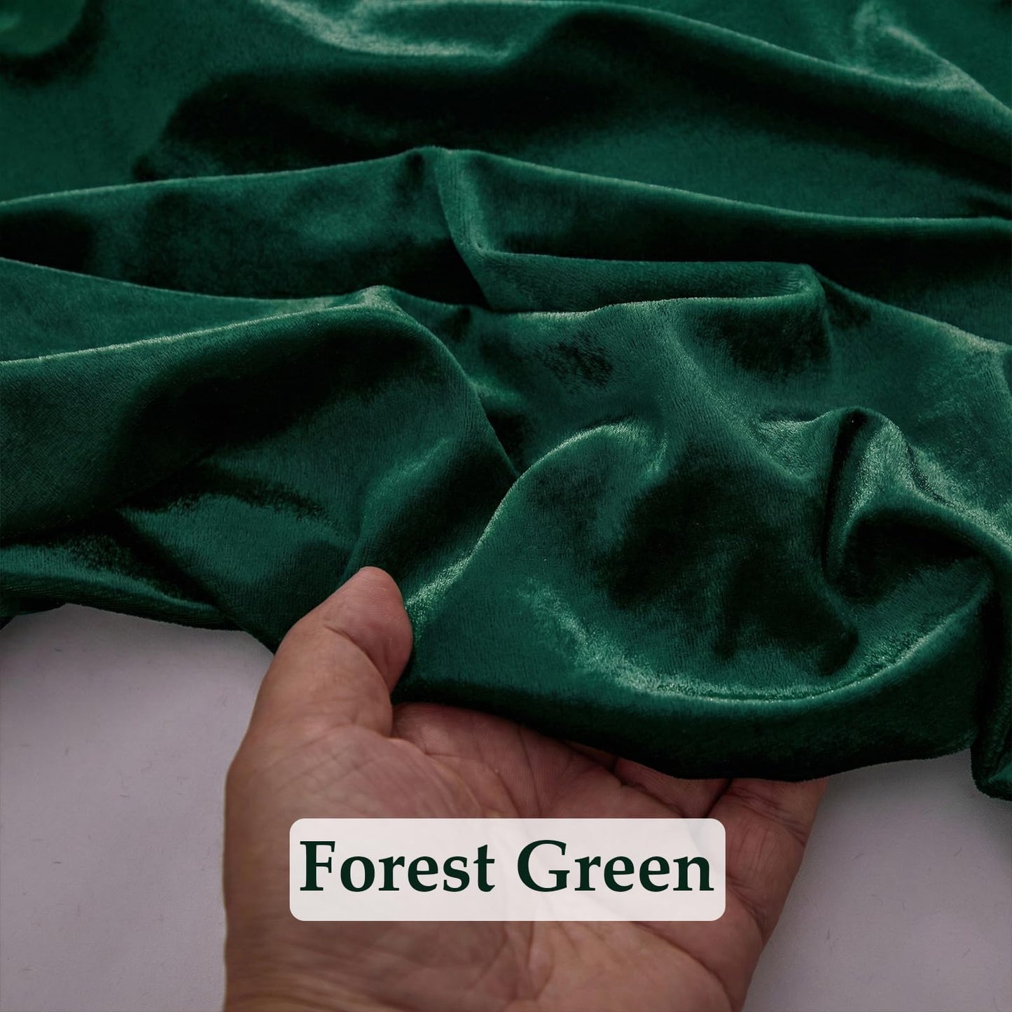 Q&J Fabric Co. Stretch Velvet Fabric by The Yard, 60 Inch Wide x 5 Yards Soft Luxury Versatile Stretchy Spandex Cloth for Upholstery, Sewing, Costume & DIY Crafts Projects (Forest Green)