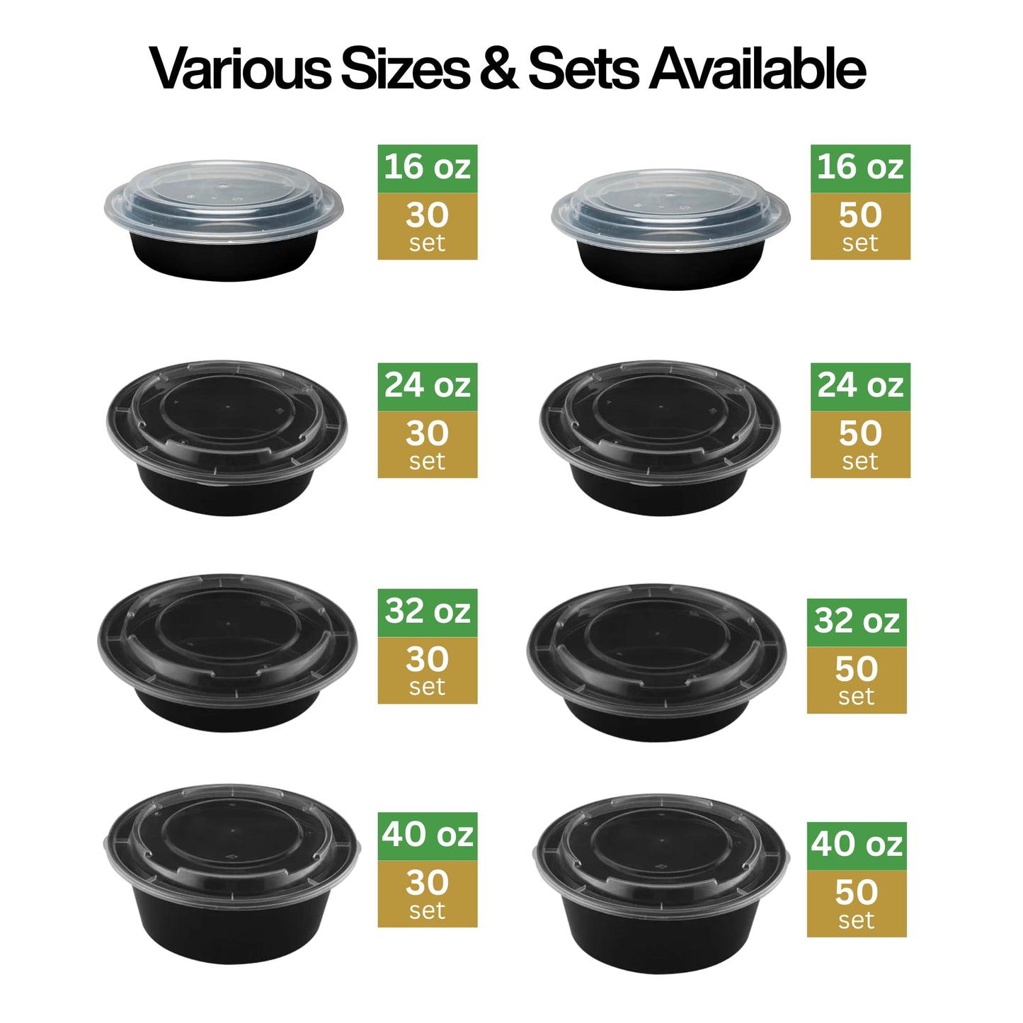 ProTakeOut [24 oz Round Meal Prep Containers with Lids – BPA-Free Food Storage Containers, Bento Box for Restaurant & Catering Use, Stackable, Microwave, Dishwasher, Freezer Safe – 50 Pack