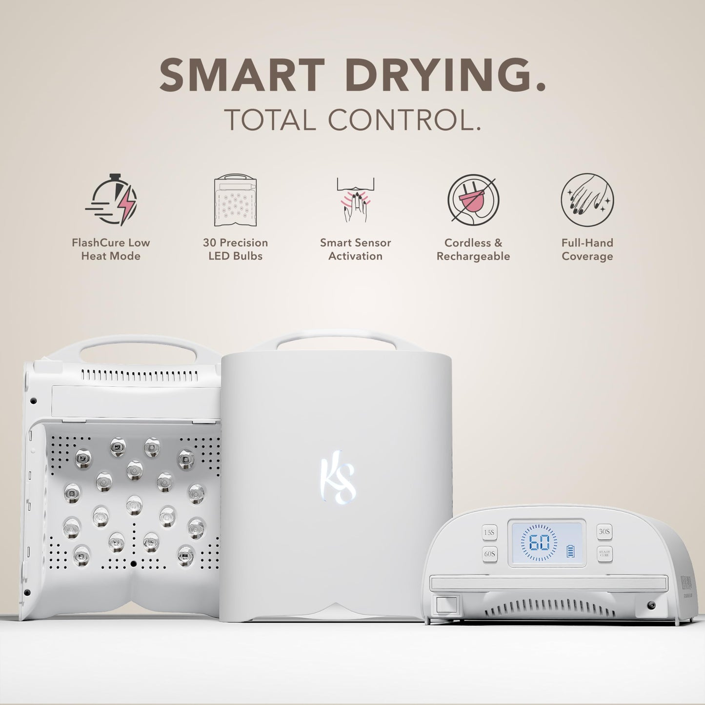KIARA SKY Beyond Pro V3 UV LED Nail Lamp White – Cordless Rechargeable Gel Lamp w/Smart Sensor, Flashcure Low Heat Mode, Full-Hand Coverage & Timer for Gel Polish, Builder Top Coat