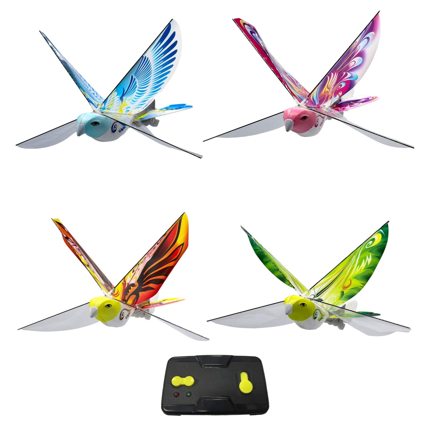MUKIKIM eBird Orange Phoenix - Flying RC Bird Drone Toy for Kids. Indoor/Outdoor Remote Control Bionic Flapping Wings Bird Helicopter. USB Recharging.
