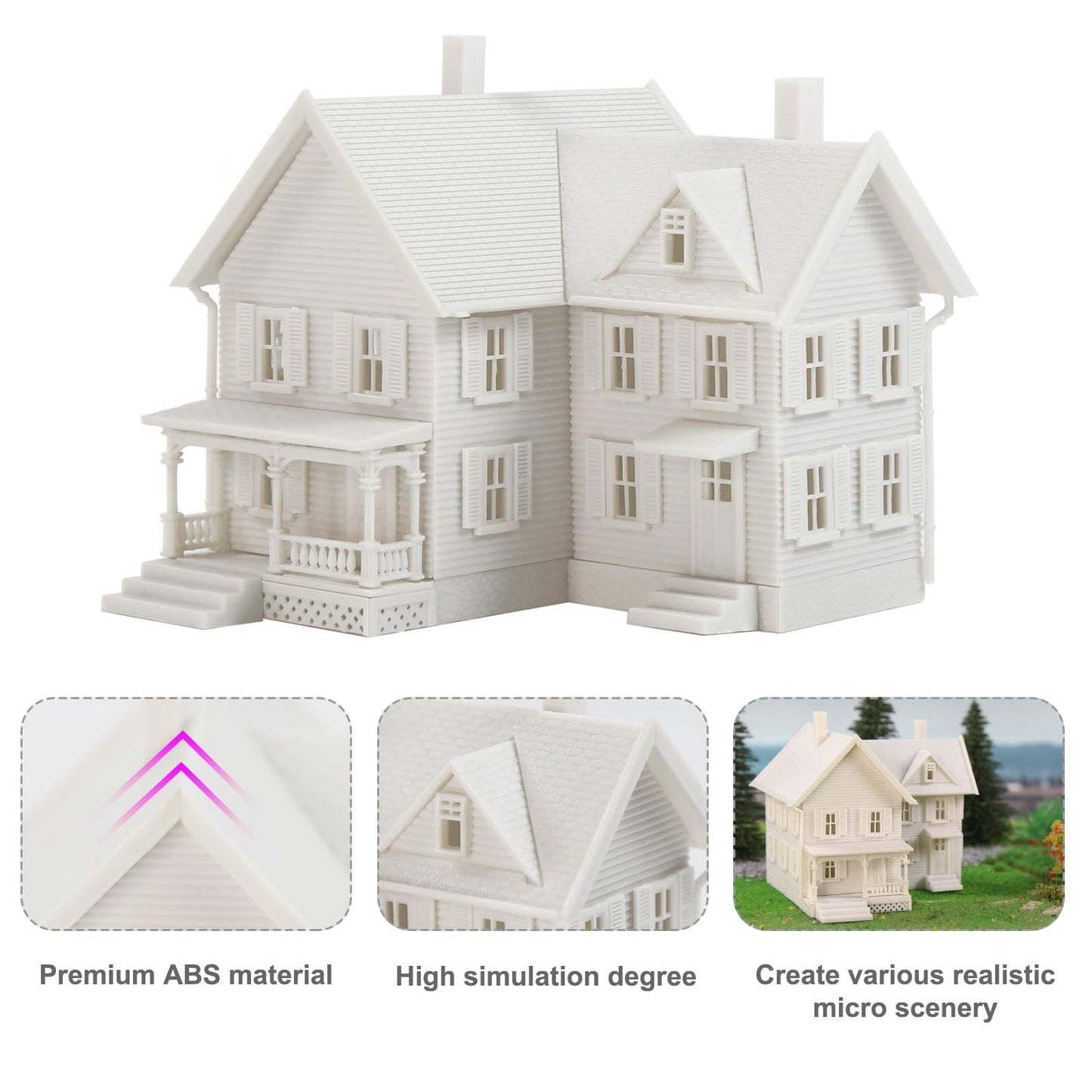 2PCS N Scale Model Blank Buidlings Kit Unassembled House for Model Train Layout Diorama JZN5885JJ (Two-story-2PCS)