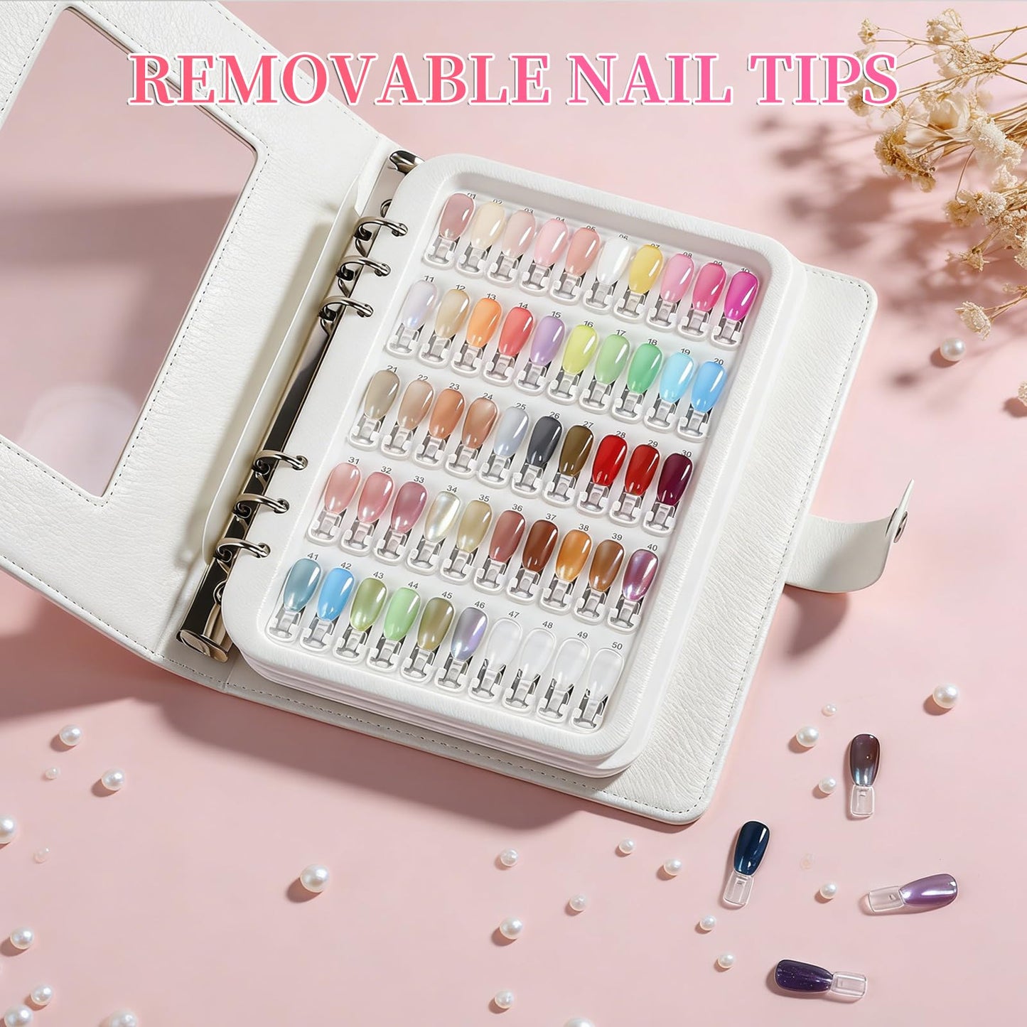 ASTONFOG Nail Color Swatch Book Professional Nail Display Book for Gel Polish Nail Art Design Nail Swatches Chart Book with 150 Clear Replacement Nail Tips Salon Home Use