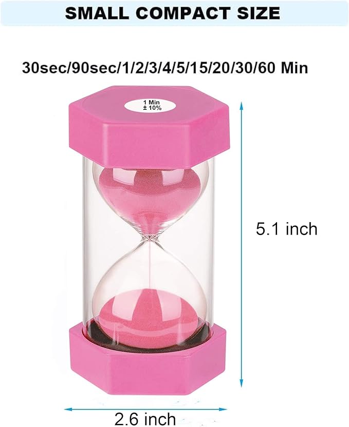 Sand Timer 10 Minutes Hourglass, SuLiao Unbreakable Pink Sand Watch 10 Minuto, Small Sand Clock One Minute, Plastic Hour Glass Timer for Kids, Games, Classroom, Kitchen, Decor