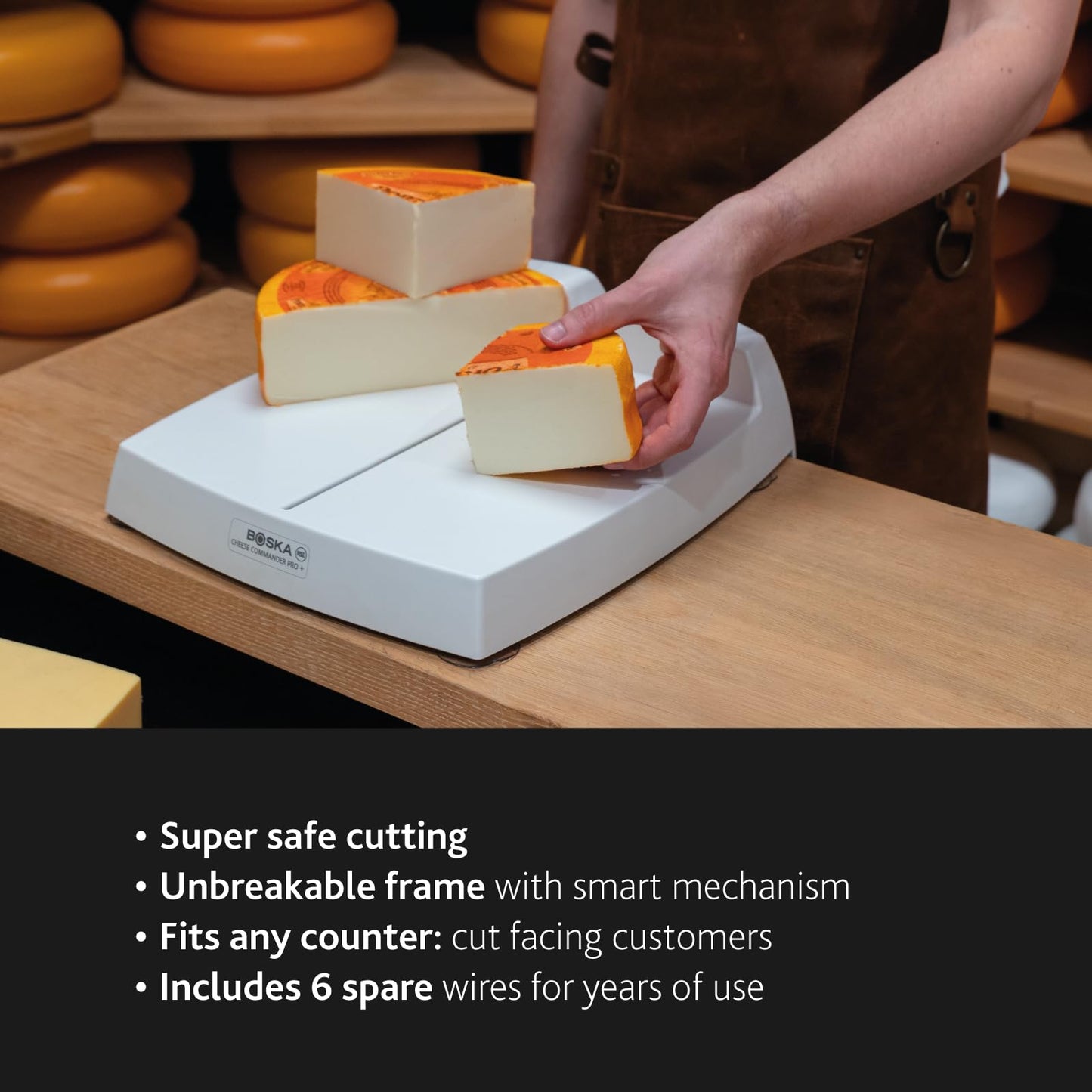 BOSKA Cheese Commander Pro+ - Wire slicer - Cheese Slicer - Professional cutter - Slicer For cheese like Cheddar and Gouda - For Block Heavy Duty Wires - NSF Certified