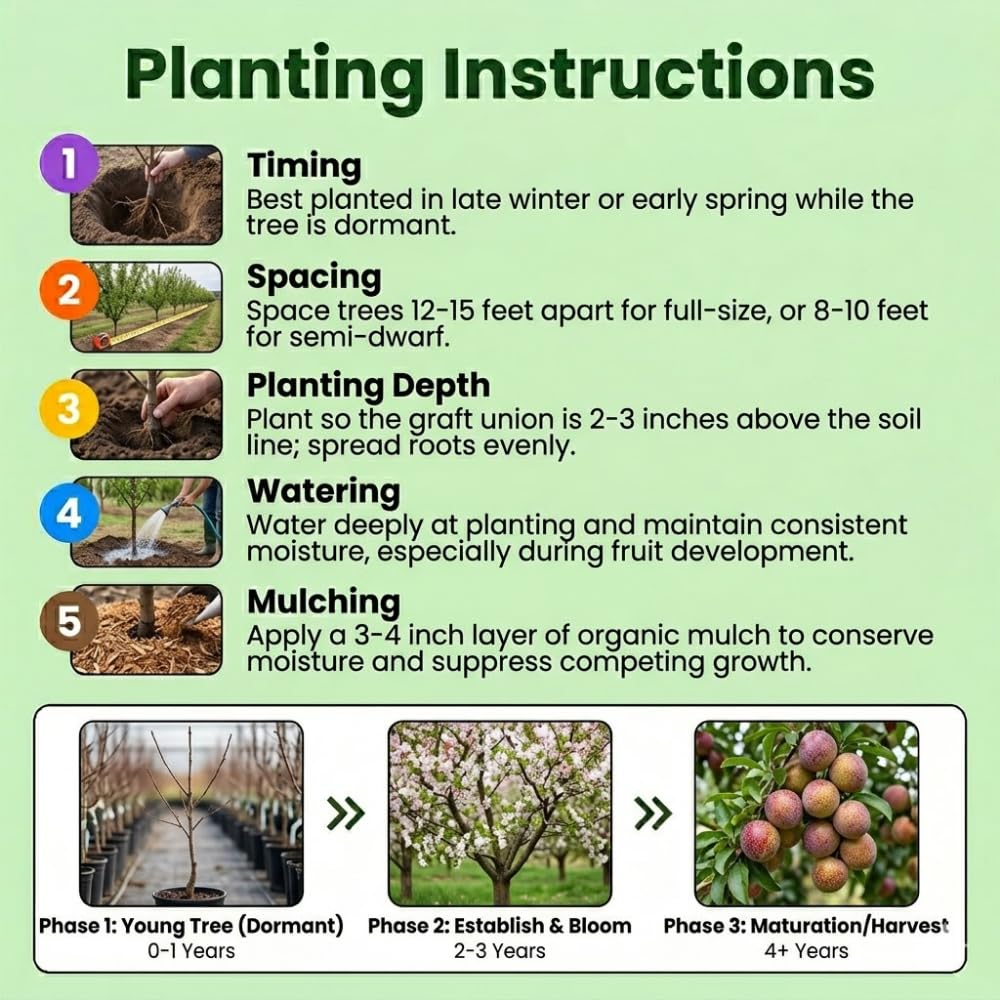 Flavor Pluot Tree, Pluot Fruit Tree Live Plant, Well Rooted in 3 Gallon Pot, 1-2 Feet Tall, Plum Tree for Outdoor Planting, No Ship to CA
