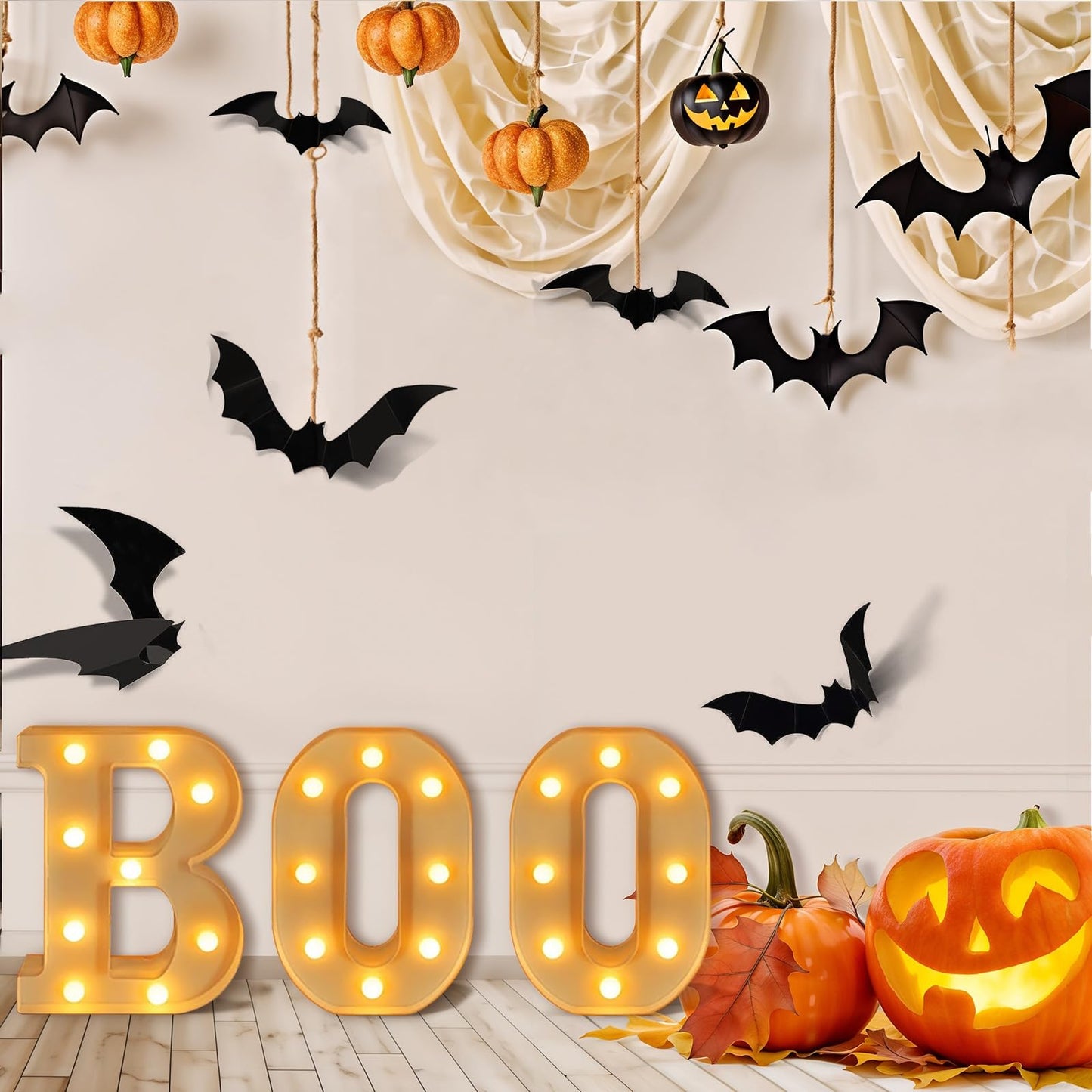 Halloween Boo Light Up Letters, 3pcs Led Boo Light Up Sign, Hallowen Marquee Letters Decor, Halloween Decorative Lights Party Supplies, Fireplace Desktop LED Decorations, Table Party Supplies