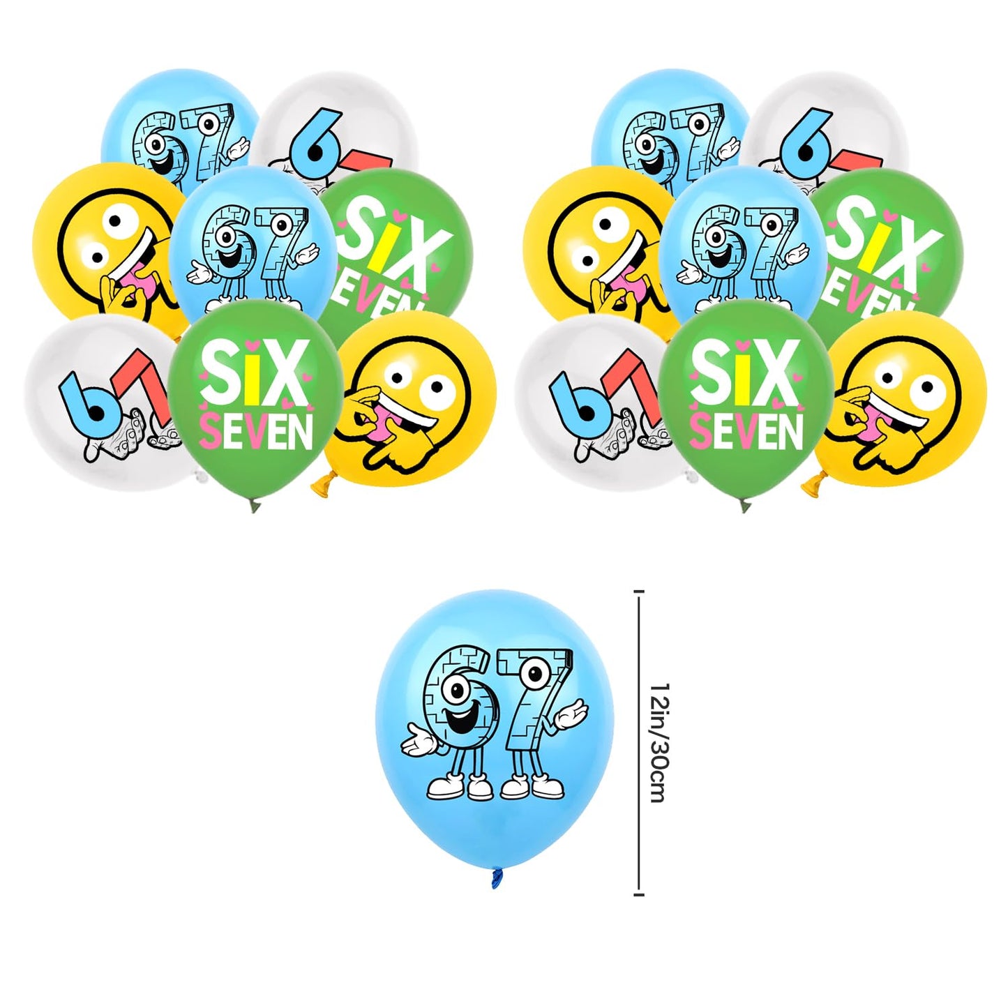 6 7 Birthday Decorations, 6 7 Meme Six Seven Themed party supplies Set Includes Banner, Cake Topper, Cupcake Toppers, Ballons