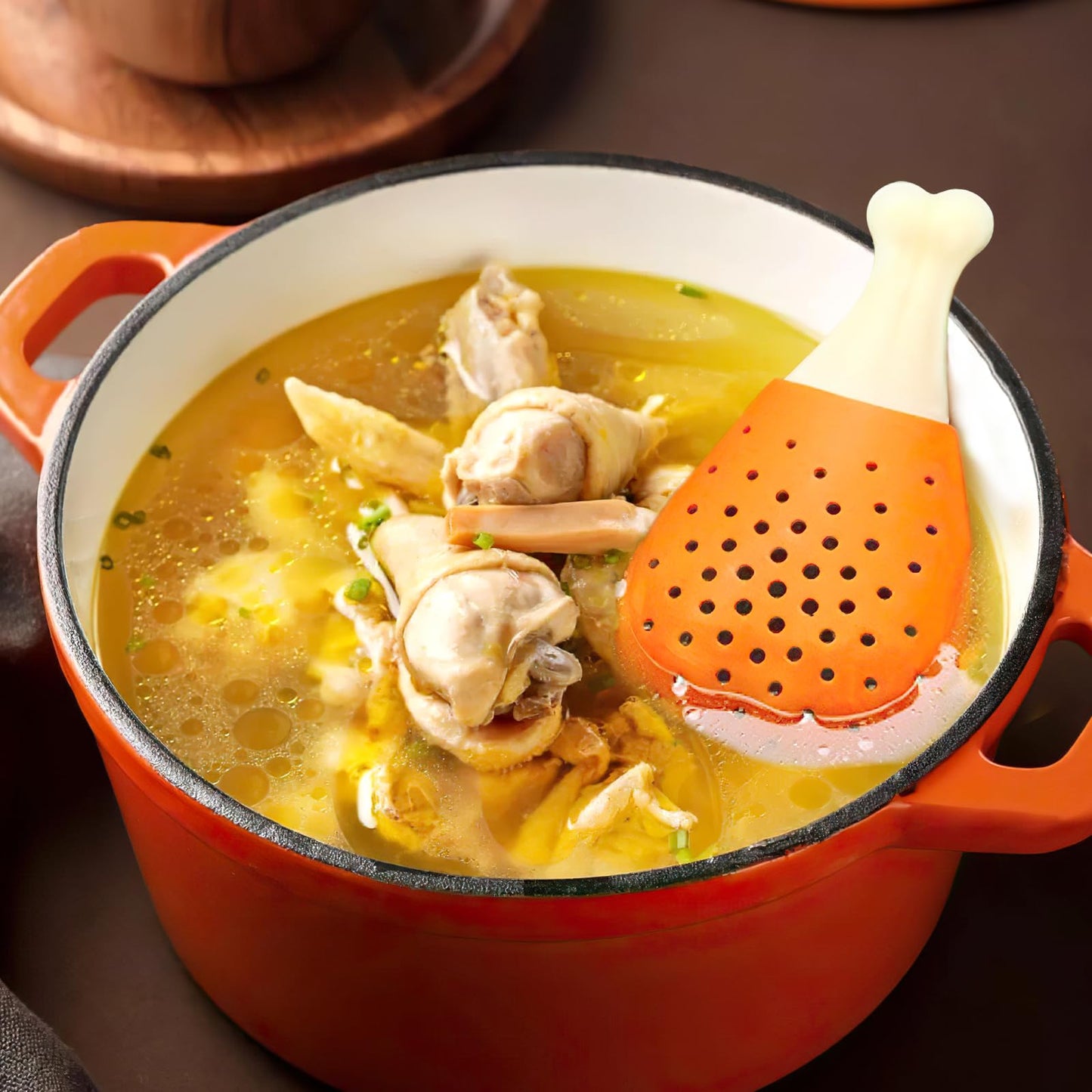 PRATIQUE Creative 2PCS Chicken Leg Chili Large Capacity Silicone Filter Seasoning Strainer Cooking, Spice Infuser for Enhancing Soups, Stews, Cider, Wine Especially Brewing Large Quantities Of Tea