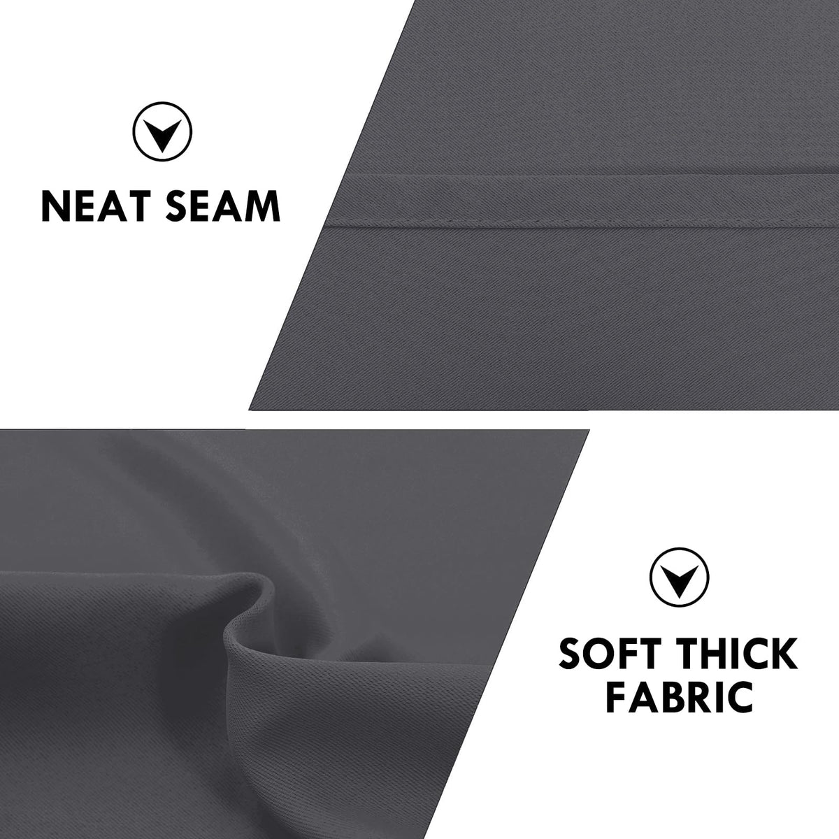 Blackout Curtains for Bedroom 38 x 63 Inch Long Dark Grey 2 Panels (2 Count)