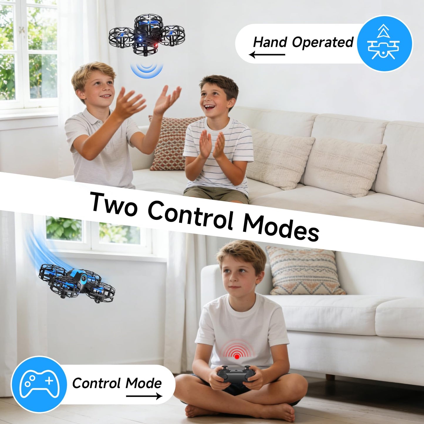 4DRC V18 Mini Drone for Kids Beginners, RC Quadcopter with 2 Control Modes, Headless Mode, Altitude Hold, Auto Hover, 3 Speeds, 3D Flips, LED Lights, 2 Batteries, Gift Toy for Boys
