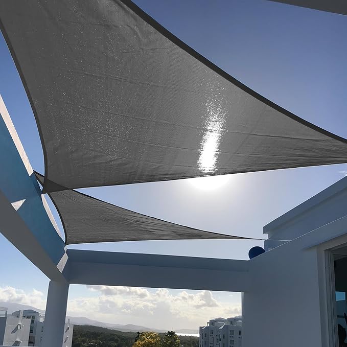 SUNNY GUARD Custom Size 11'x22'x24.6' Triangle Dark Grey UV Block Sunshade for Backyard Yard Deck Patio Garden Outdoor Activities and Facility(Customized)