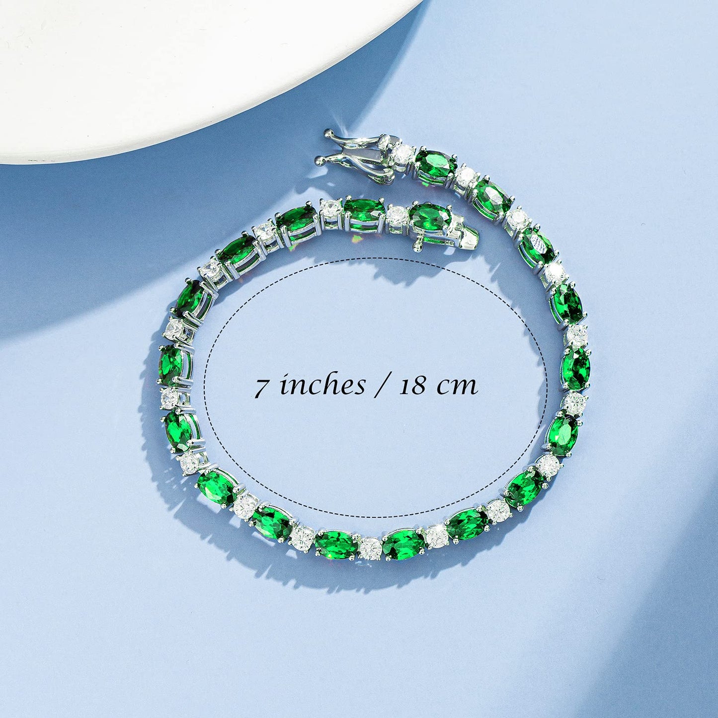 FANCIME May Birthstone Bracelets Sterling Silver Created Emerald Tennis Bracelet Emerald Fine Jewelry Gift for Women