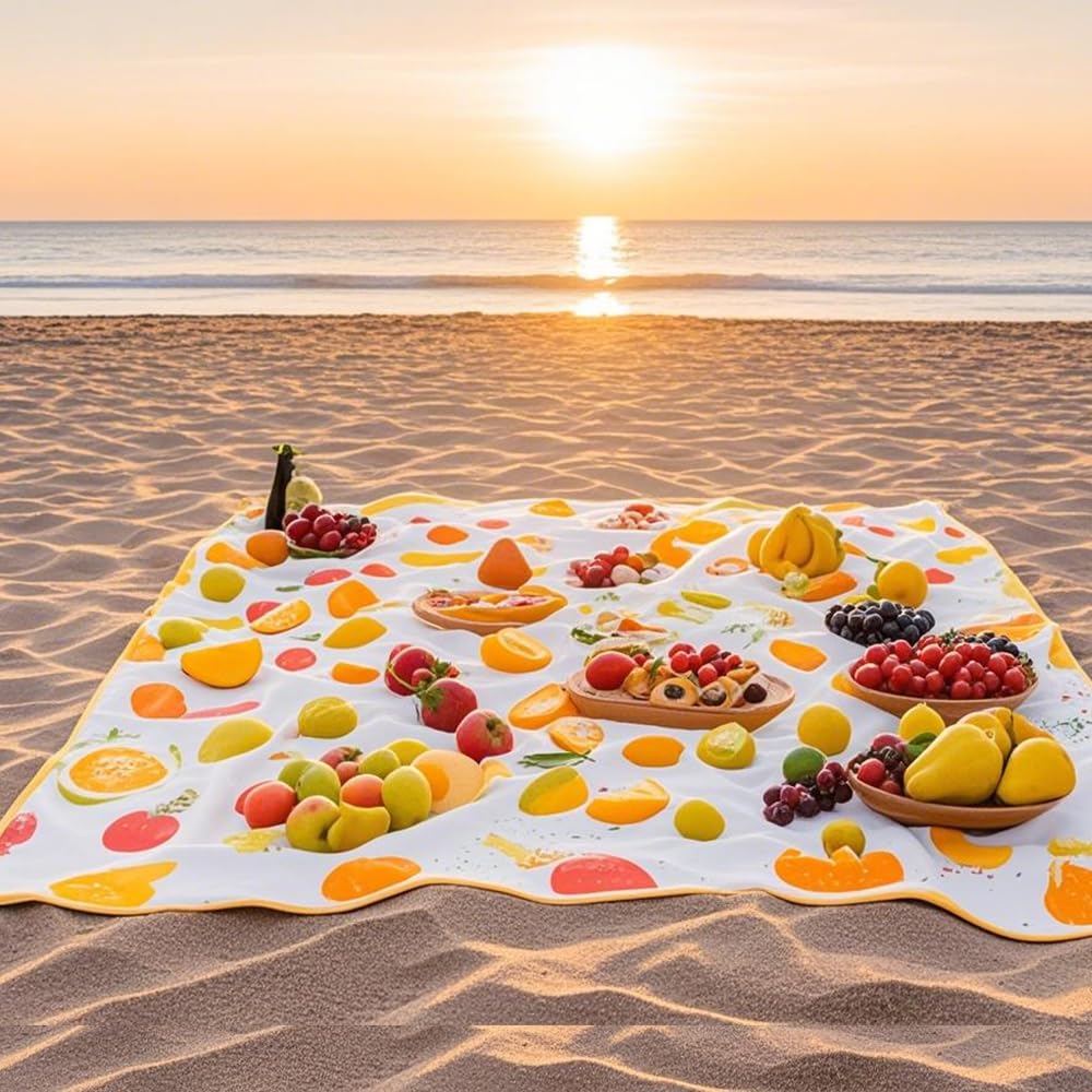 TaTalife Picnic Blankets, Portable Outside Baby Blanket, 3 Layer Picnic Mat for Camping, 79" x 59" Large Waterproof Sand Proof Camping Blanket, Lightweight Folding Portable Travel Blanket