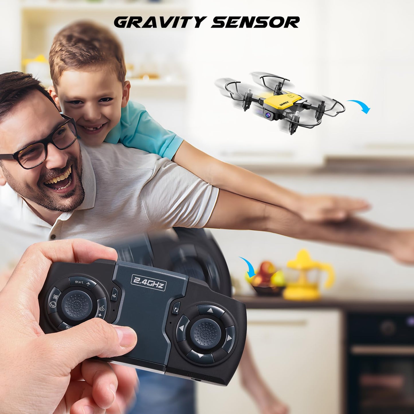 SIMREX X300C Mini Drone with Camera 720P HD FPV, RC Quadcopter Foldable Drone With Altitude Hold, 3D Flip, Headless Mode, Gravity Control and 2 Batteries, Gifts for Kids, Adults, Beginner, Yellow