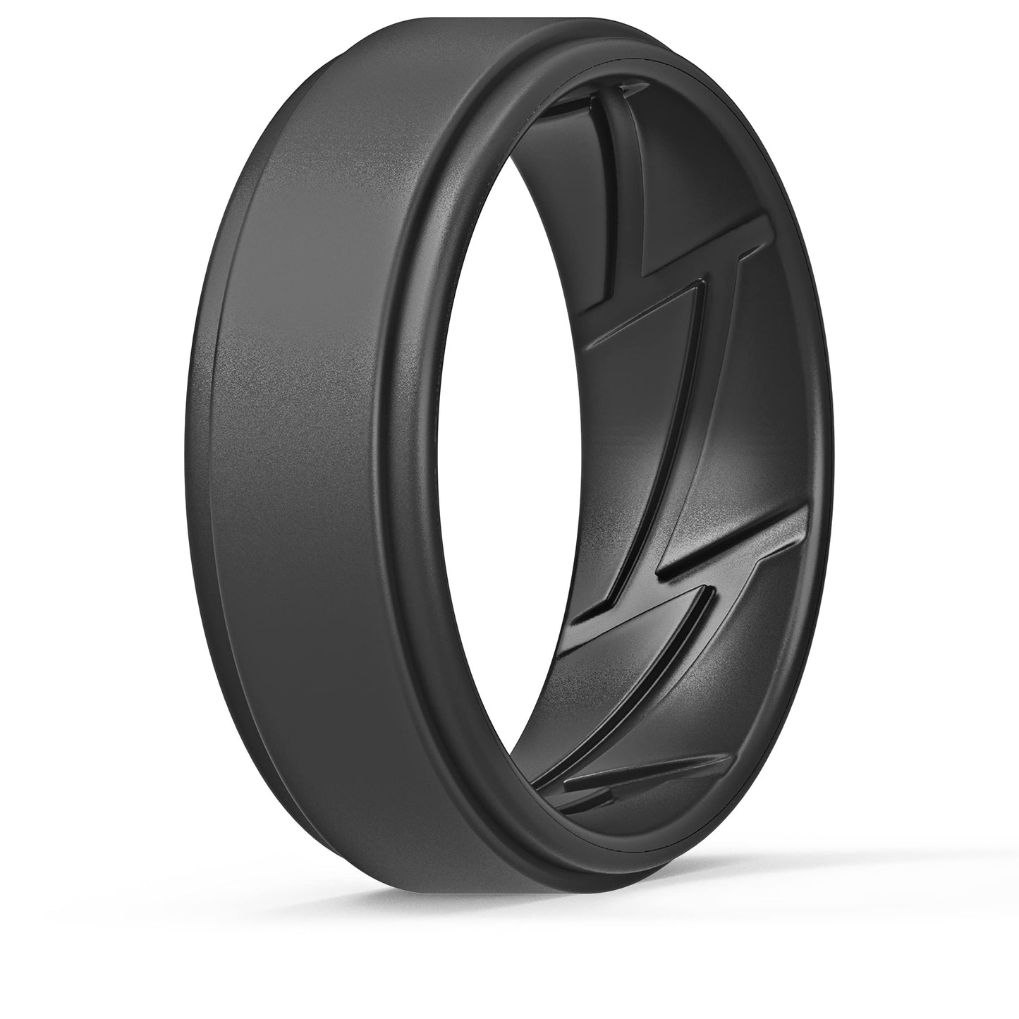 ThunderFit Silicone Wedding Rings for Men Breathable Airflow Inner Grooves, Step Edge Sleek Design Rubber Engagement Bands 8mm Wide 2mm Thick, Variety Multipack 1-7