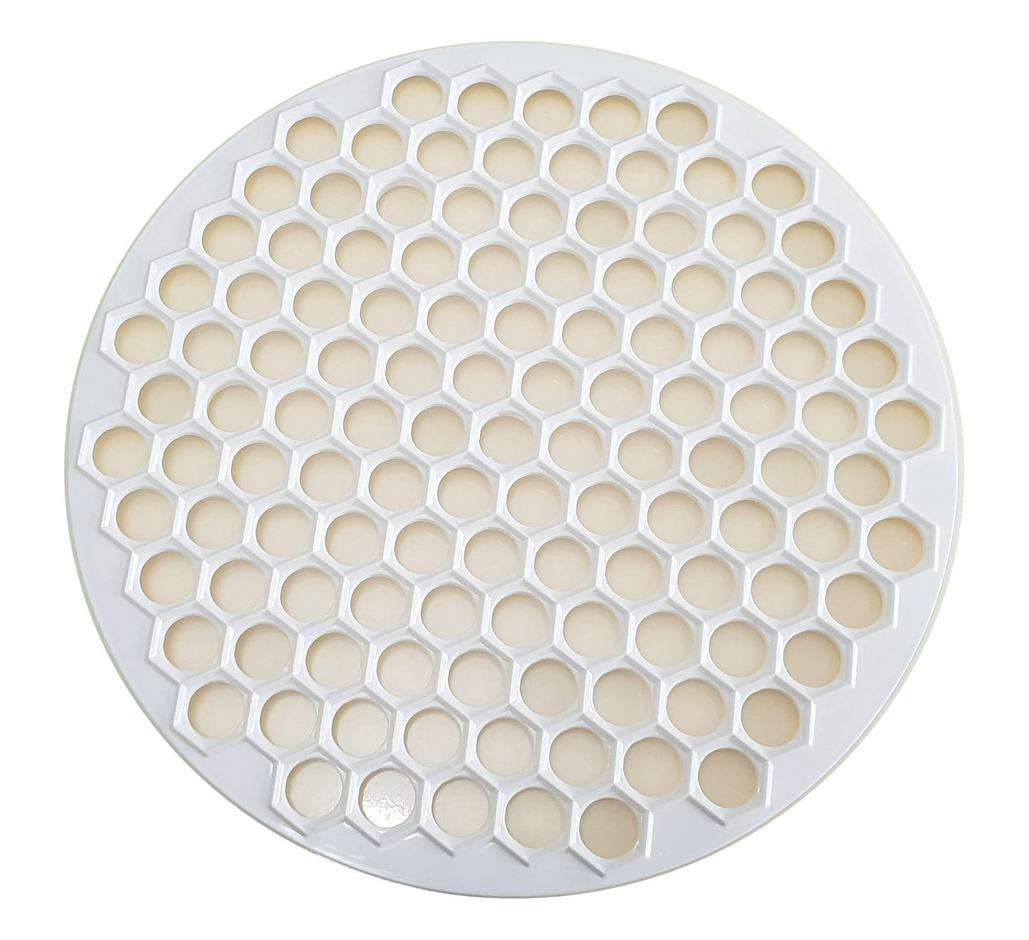 Pratic Circle Ravioli Mold - Small Holes, 121 Dough Rounds - 12.5" Dough Cutter, Manti Maker - White