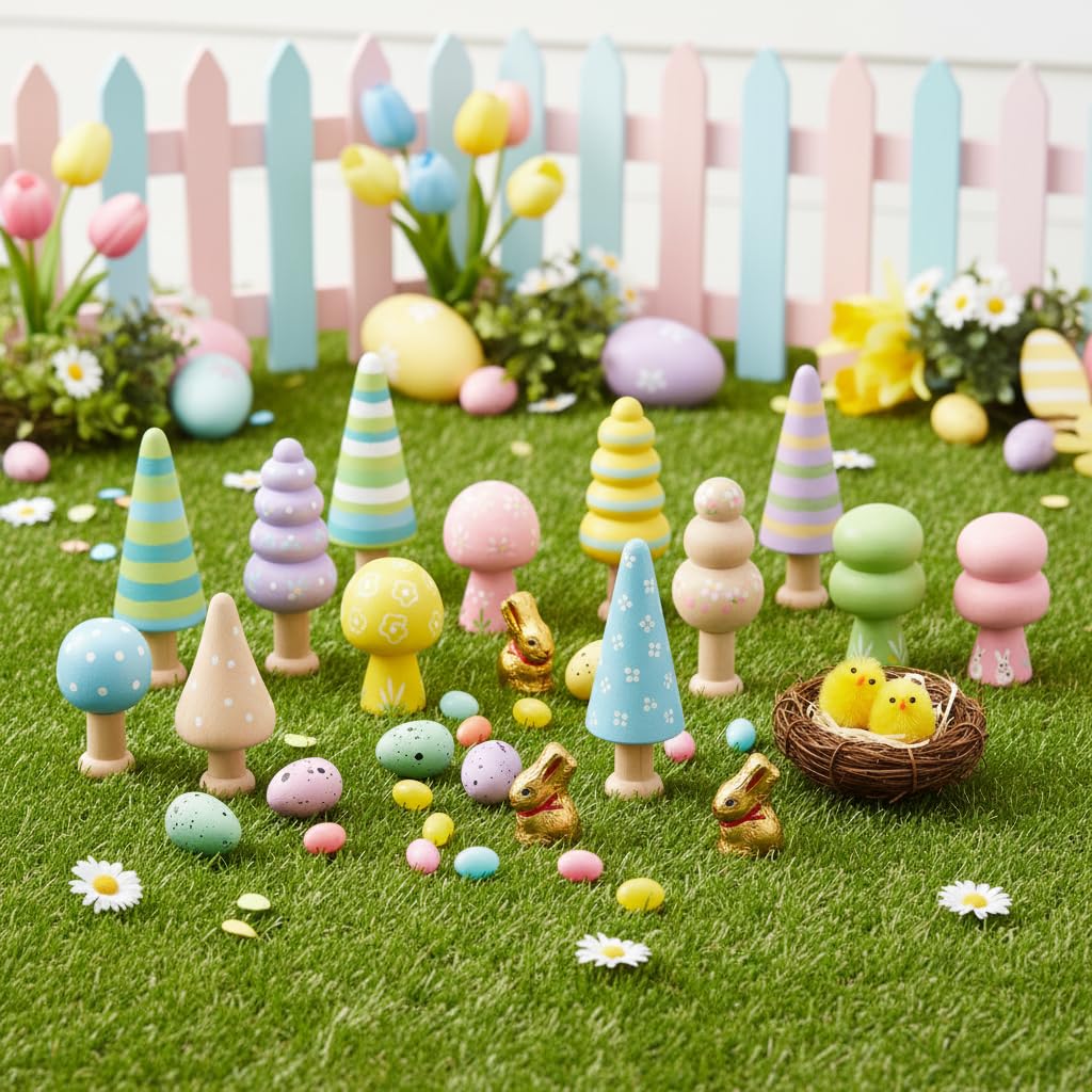 10Pcs Unfinished Wooden Trees Blank Wooden Peg Dolls DIY Natural Wood Xmas Tree Graffiti for Arts and Crafts Unfinished Mini Trees