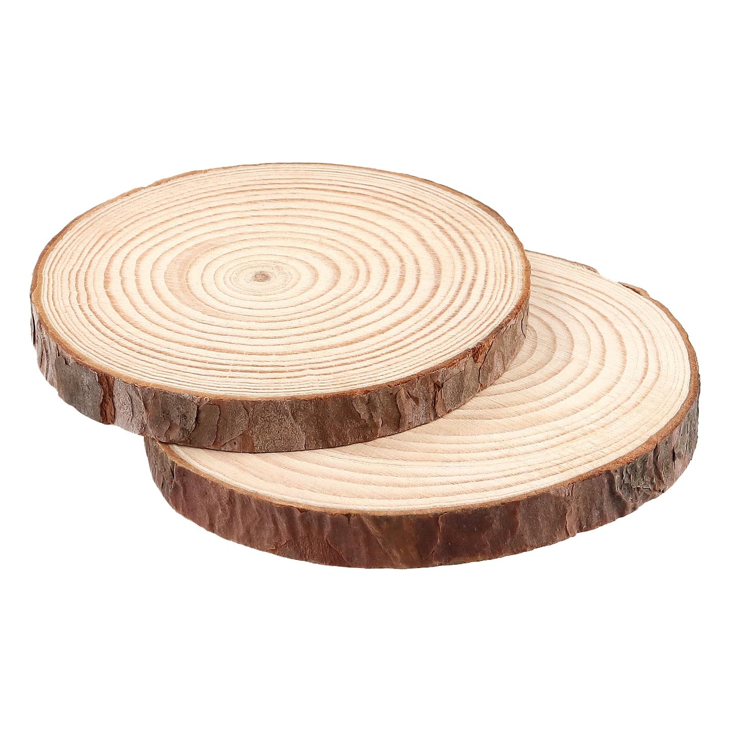 SOUJAP 100Pcs 3.5-4 Inch Natural Wood Slices, Unfinished Wooden Slices with Tree Bark, Wood Log Discs Circles for DIY Crafts, Centerpieces