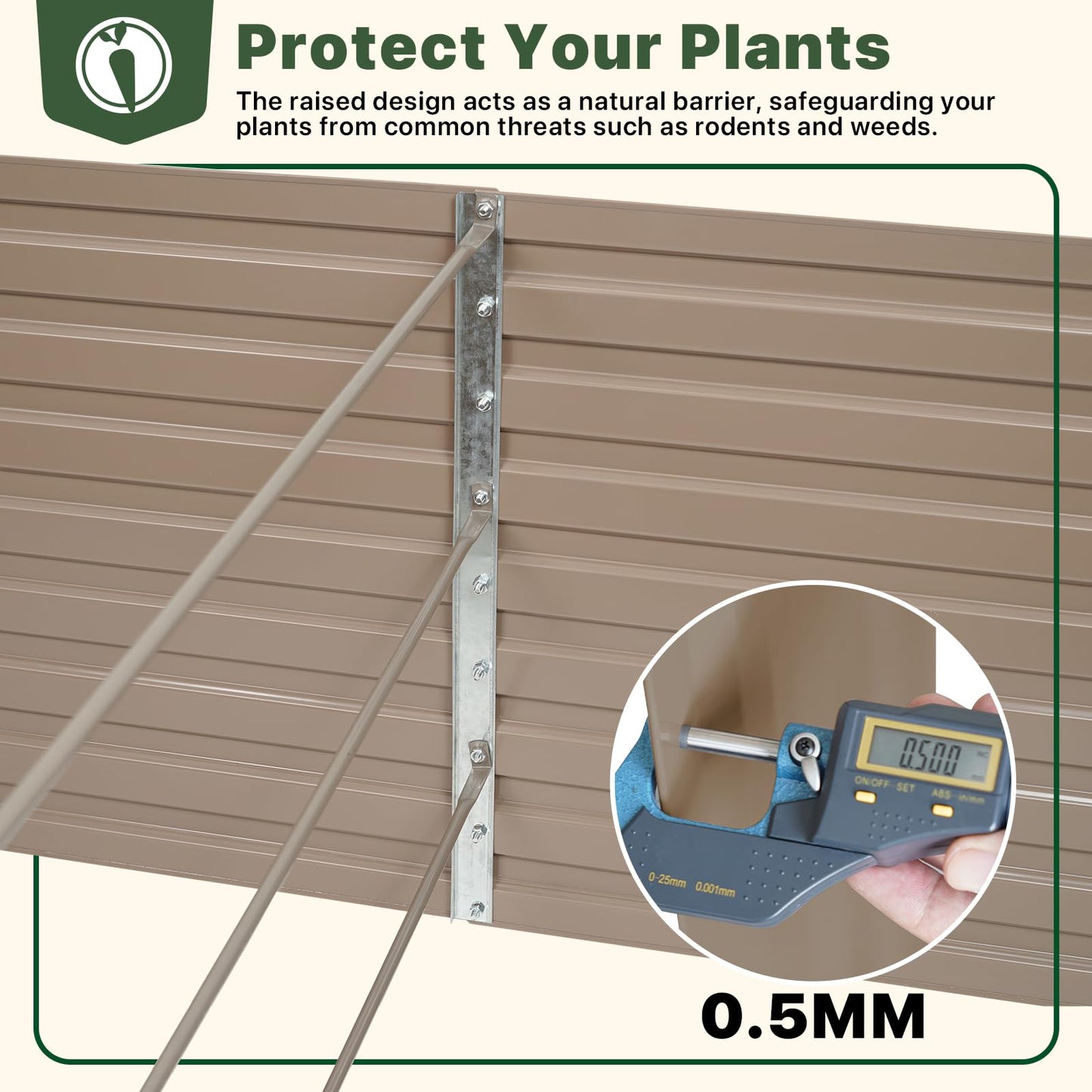 DTIG Galvanized Raised Garden Bed for Vegetables Flowers Herbs, Tall Metal Raised Garden Bed Kit with Garden Tools, Gloves, Plant Labels, Brown 6×3×2FT