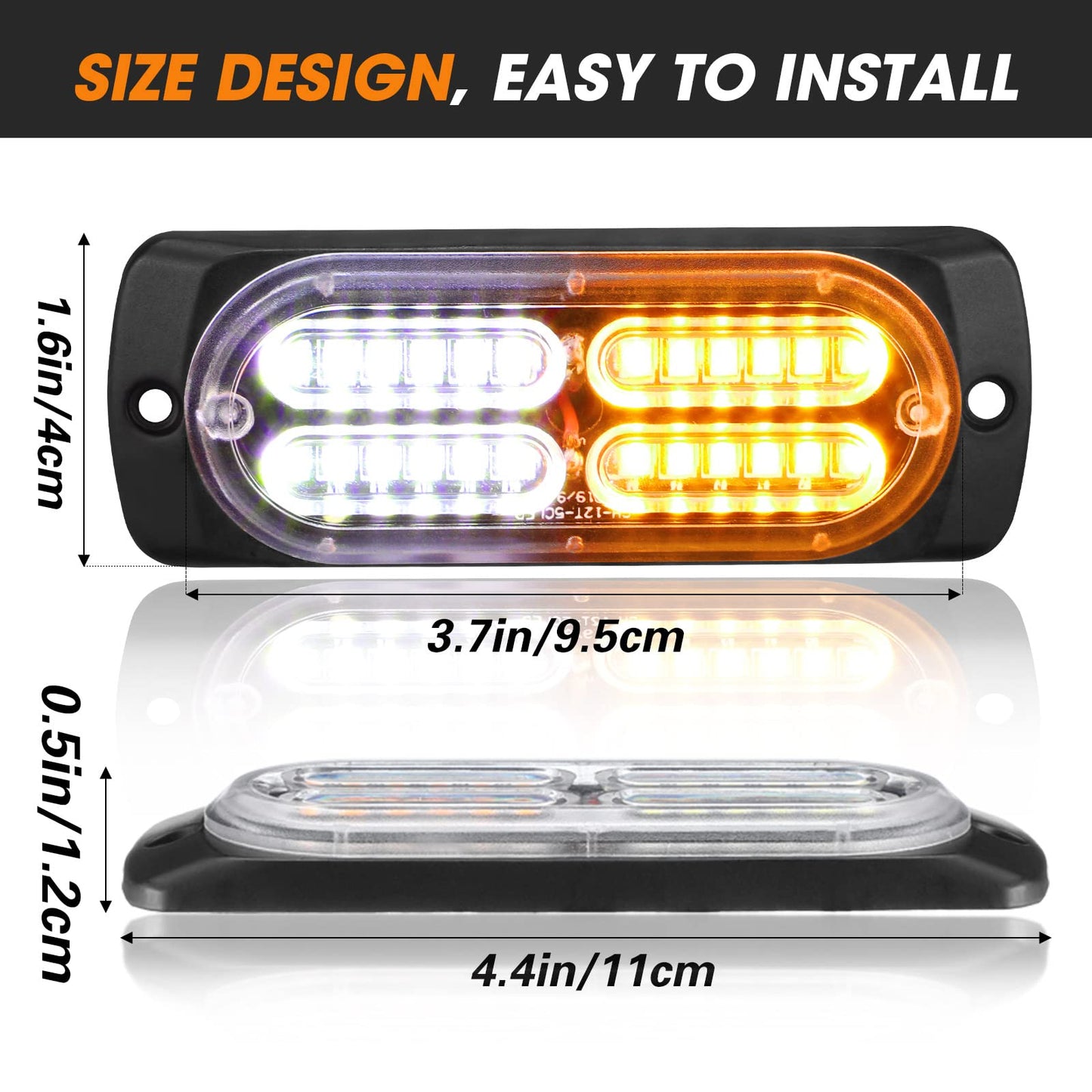 12 Pcs Emergency Lights for Vehicles Truck Flush Mount LED Emergency Lights with Control Box Wiring Hazard Warning Amber Strobe Lamp for Vehicle Truck Car Roadside
