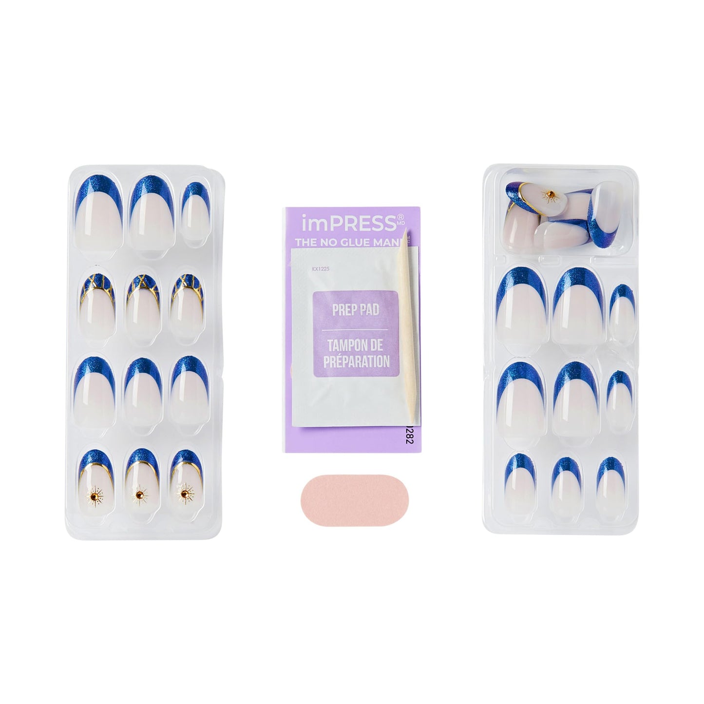 Impress X WICKED: FOR GOOD Press On Nails, ‘Wickedly Brave’, Blue, Medium Oval, New Improved Adhesive, Up To 10 Day Hold, Includes 30 Fake Nails, 1 Prep Pad, 1 Manicure Stick, 1 Mini File