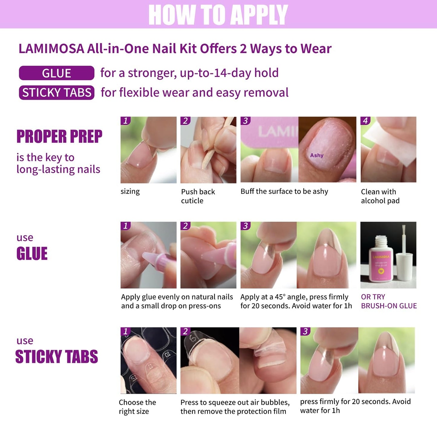 LAMIMOSA 32Pcs Cat Eye Press On Nails Short Square – Soft Gel Fake Nails in 16 Sizes in Glazed Finish, Reusable Glue on Nails Kit, MOON STONE