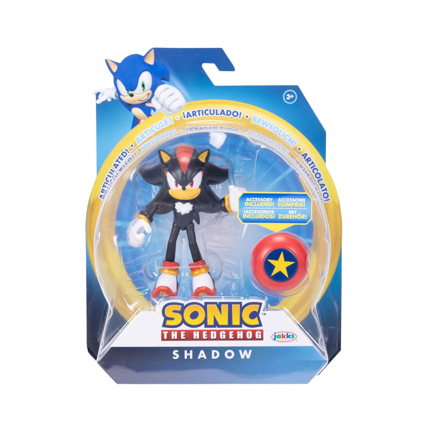 Sonic the Hedgehog 4-inch Shadow Action Figure with Star Spring Accessory. Ages 3+ (Officially licensed by Sega)