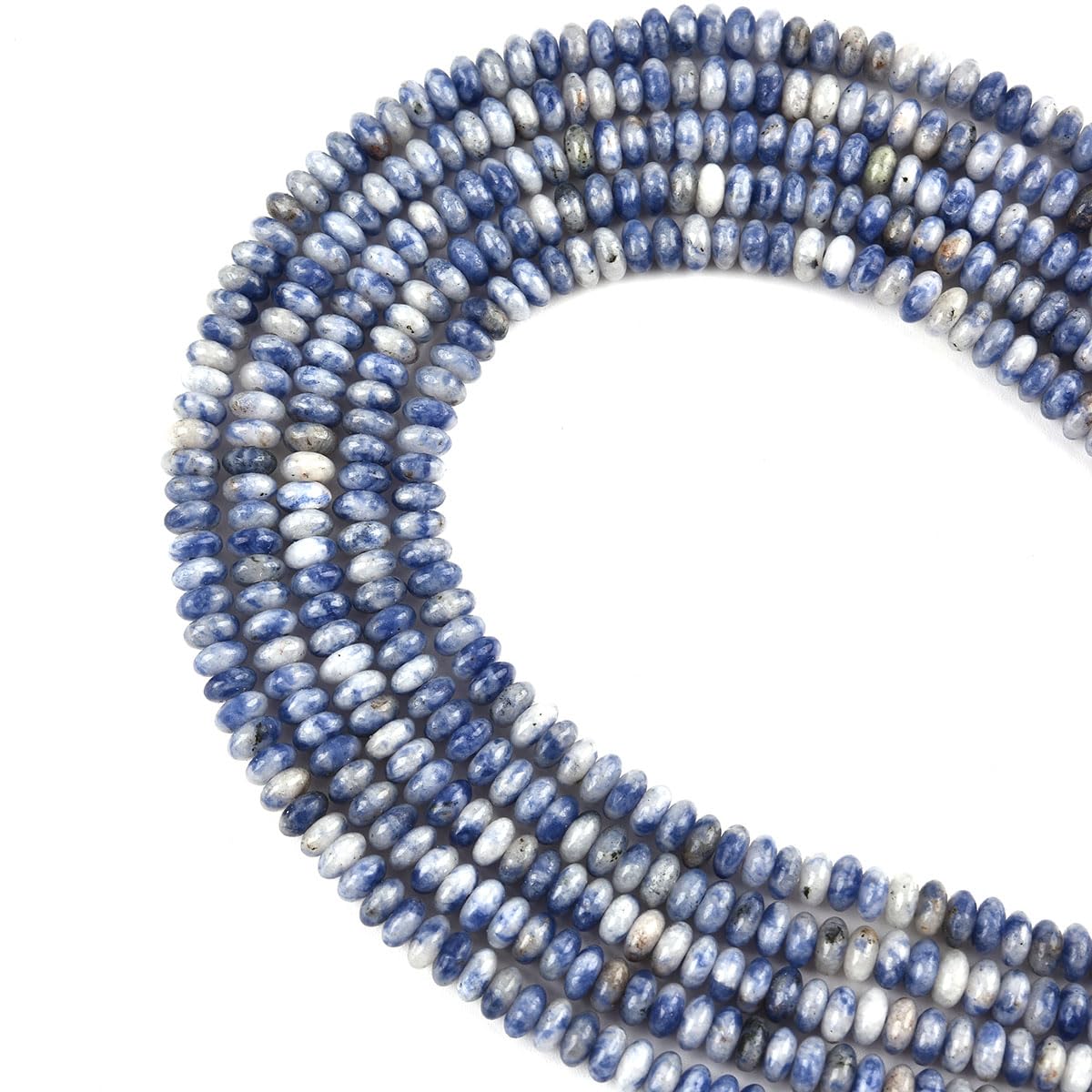 160pcs 4x2mm Natural Blue White Sodalite Disk Rondelle Spacer Stone Semi Precious Gemstone Loose Beads for Jewelry Making 15 Inch