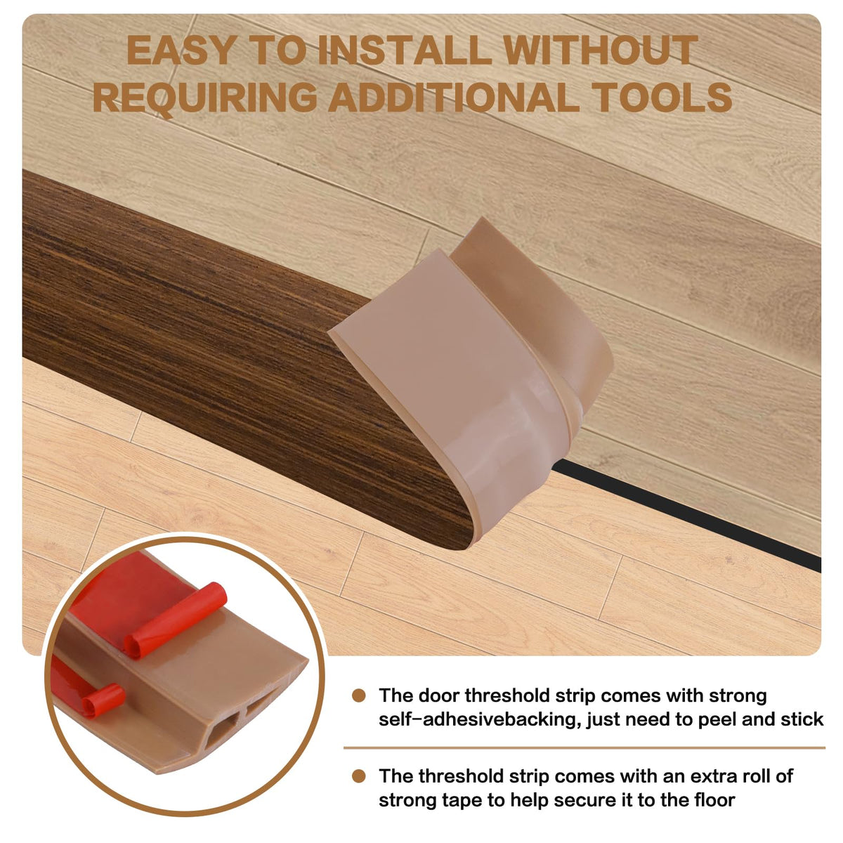 Floor Transition Strip Vinyl Door Threshold Ramp Self Adhesive Carpet Edging Strip Doorway Edge Trim (10 Foot)