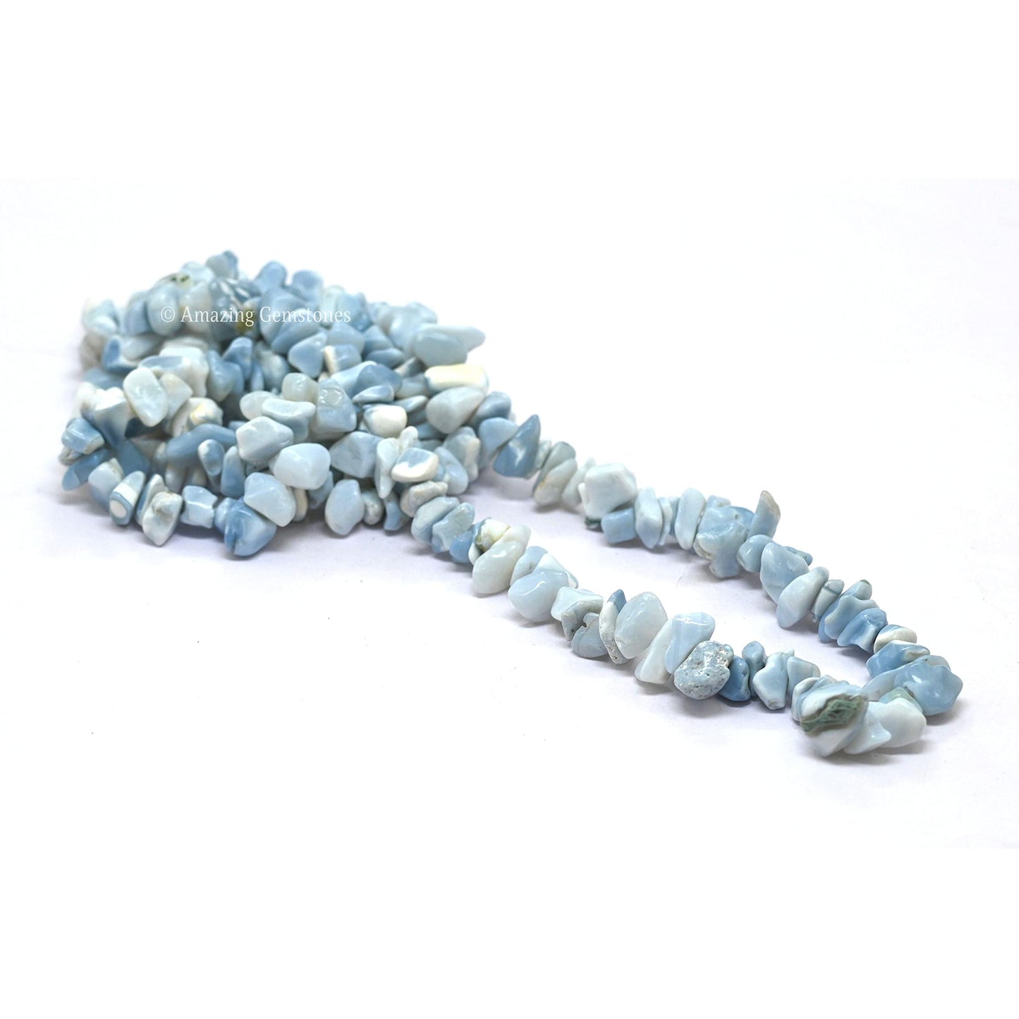 Blue Opal Pre Drilled Natural Crystals Crushed Chips Beads for Jewelry Making, DIY Handmade Healing Crystals (25 Inch Strand)