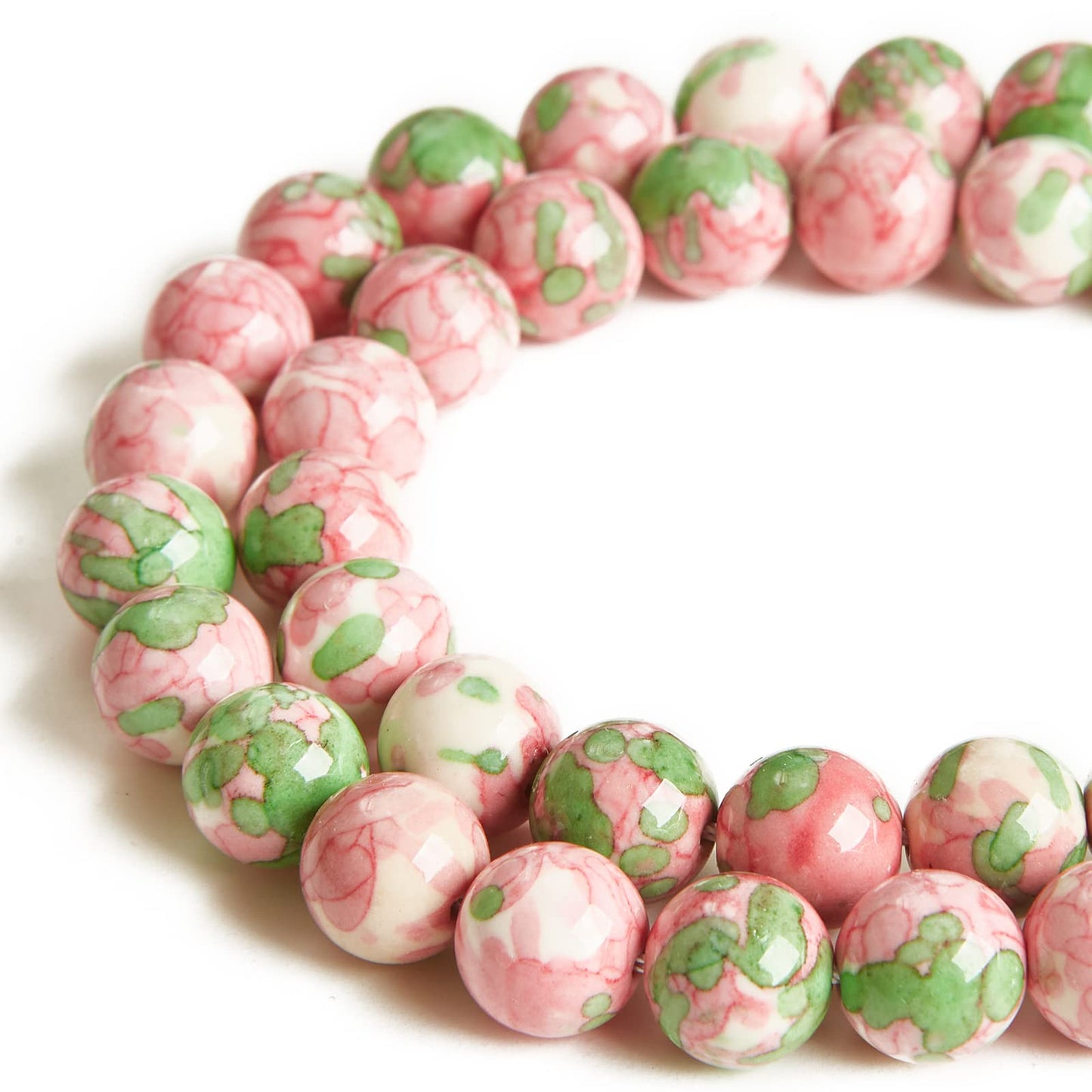 100pcs 6mm Green Red Rain Flower Beads Natural Gemstone Beads Round Loose Beads for Jewelry Making