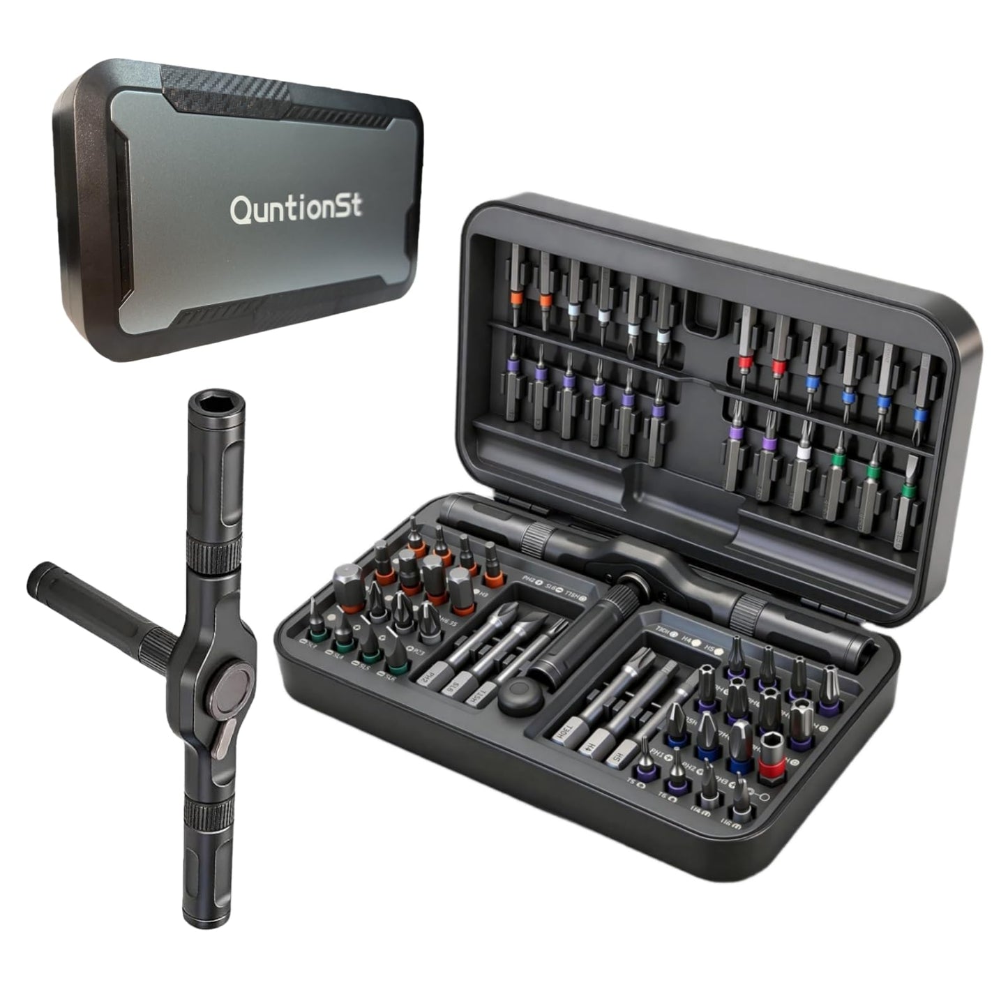 66 in 1 Magnetic Screwdriver Set, Multi-Bit Ratchet Screwdriver Kit with S2 Steel Precision Bits, T-Handle Repair Tool Set for Computer,Bicycle, Electronics, Furniture, DIY, Ideal Gift for Me Husband