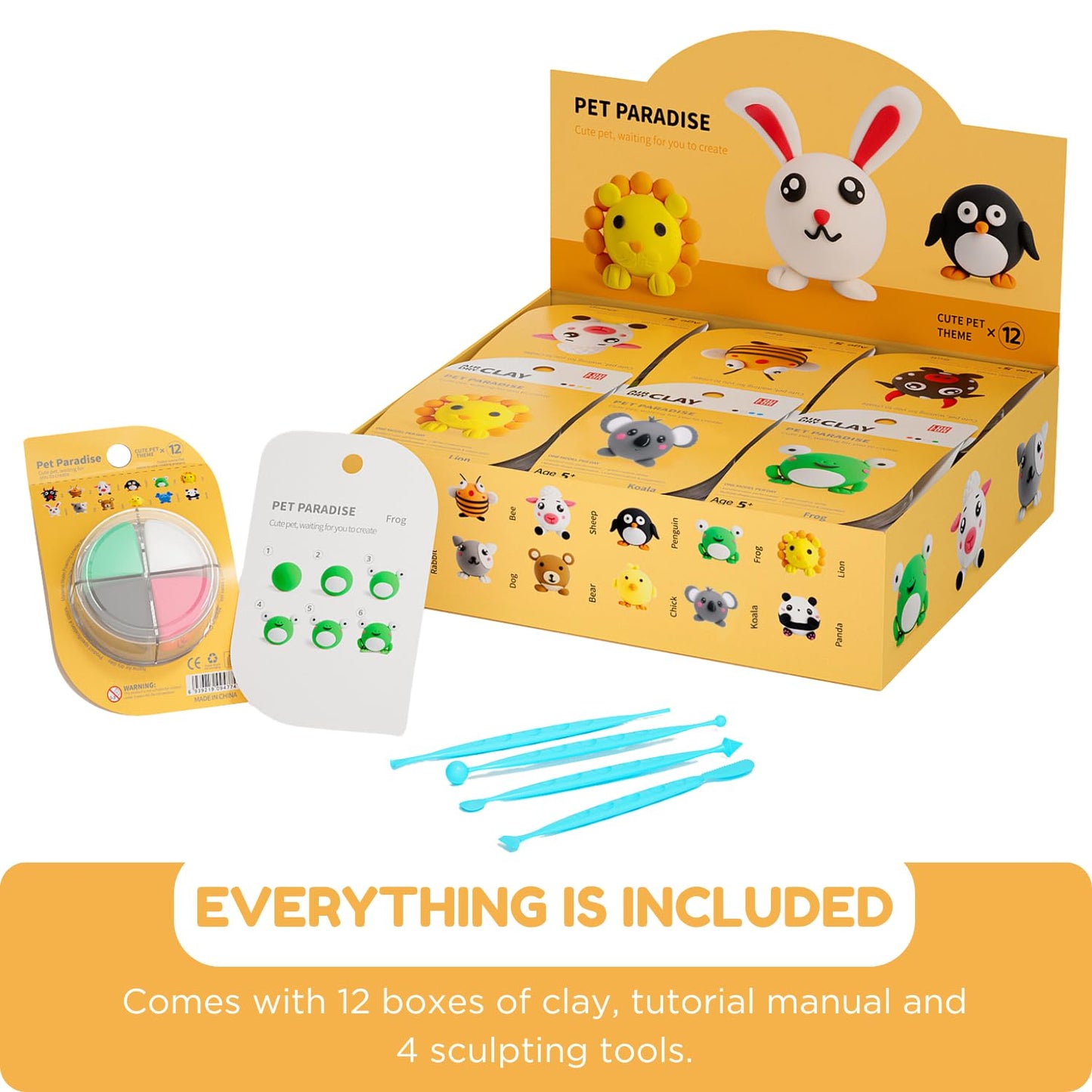 LOUFOR Air Dry Clay Kits - Modeling Clay for Kids, Ultra Light & Soft, Safe & Non-Toxic, DIY Air Dry Clays Kit with Sculpting Tools and Tutorials, Creatible Art Crafts Toys Gifts for Boys Girls