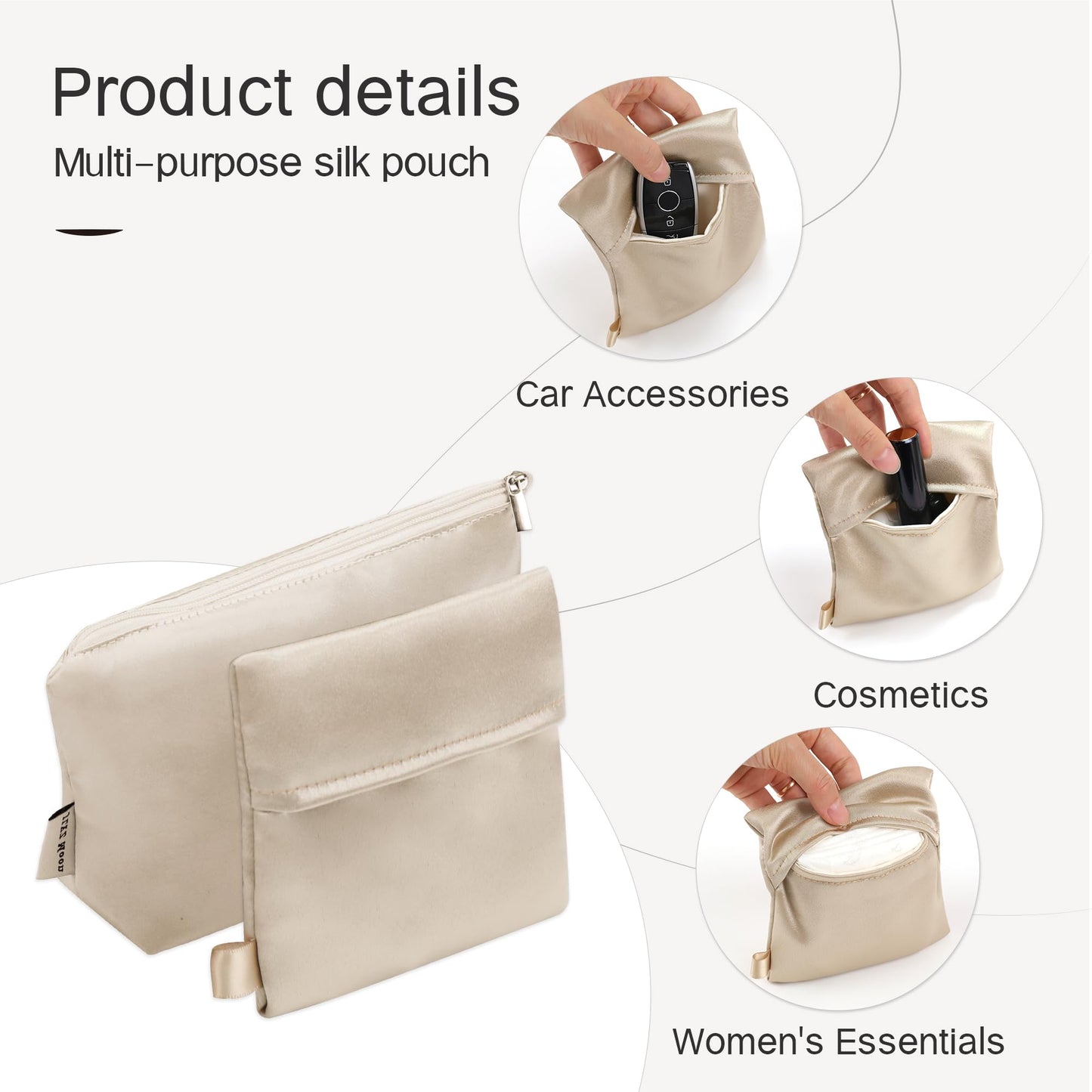 JLYZ Moon Fits for Kelly 25 Bag Insert,Premium Silk Purse Organizer Insert, Smooth Touch & Lightweight，Luxury Handbag Organizer with Gift Box Fits For Hermes(Kelly 25 Retourne,Champagne/Etoupe Grey)