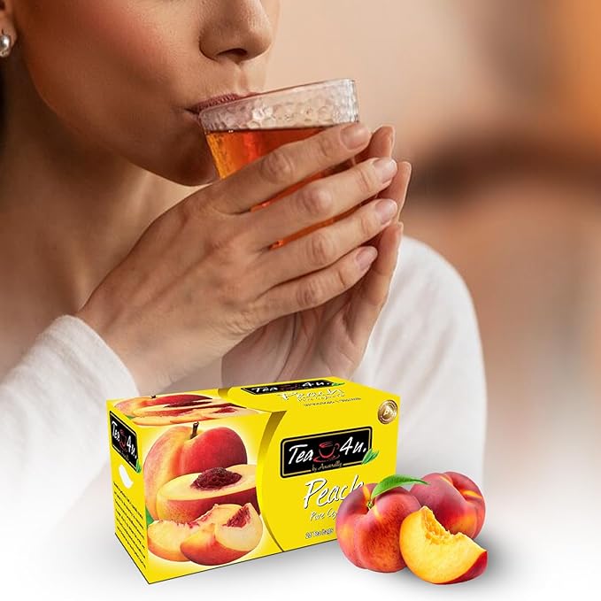 Tea4U Flavored Black Ceylon TeaBags (Peach) - Ideal Quality from Sri Lanka's Finest Leaves and Expertly Blended - 25 Count