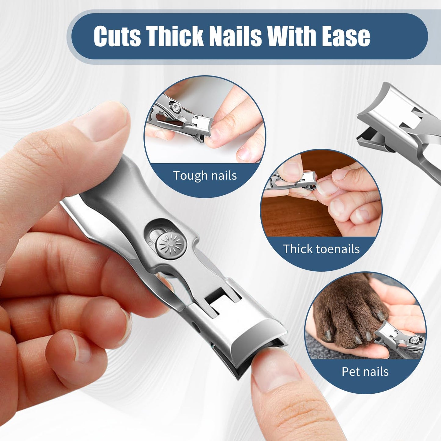 German Nail Clippers for Men, 2026 Upgraded Ultra Sharp Stainless Steel Nail Clippers for Thick Nails, Luxurious Ultra Sharp Nail Clippers Set with Nail File for Seniors Men Women (Black)