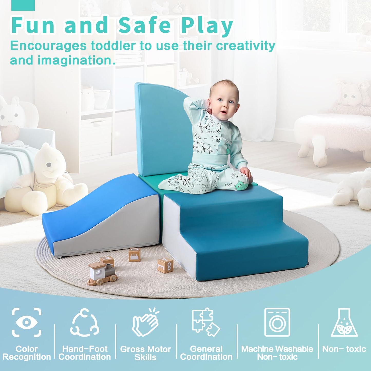 TODIBY 16-Pieces Climbing and Building Toys for Toddlers