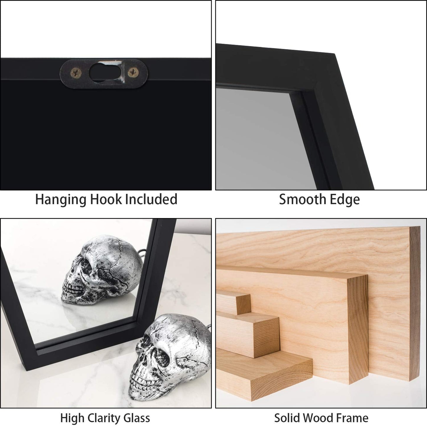Gothvanity Gothic Coffin Wall Mirror - Spooky Dark Decor for Bedroom Living Room Bathroom, Wooden Sturdy Large Black Mirror with Hooks, Ready to Hang 20x12 Inches