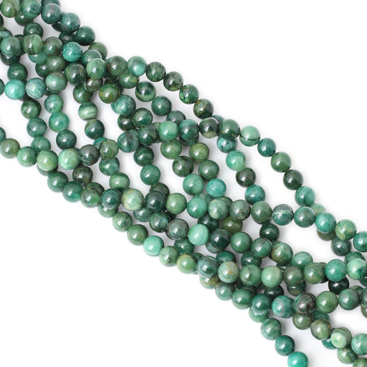 CHEAVIAN 45PCS 8mm Natural Verdite Stone African Jade Gemstone Round Loose Beads for Jewelry Making DIY Findings 1 Strand 15"