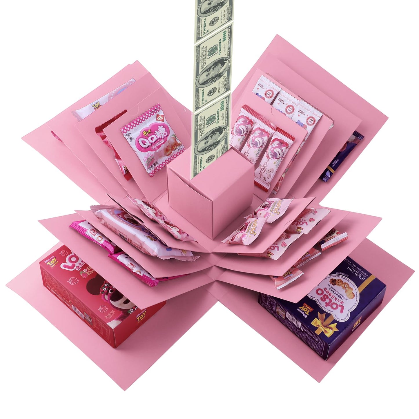 Making gift-giving even more memorable: Creative Explosion gift box, Surprise gift box explosion, Surprise box, Gift wrap box. 5-Layer DIY gifts, A Fun & Thoughtful & Meaningful gift for kids, man, women. (Pink)