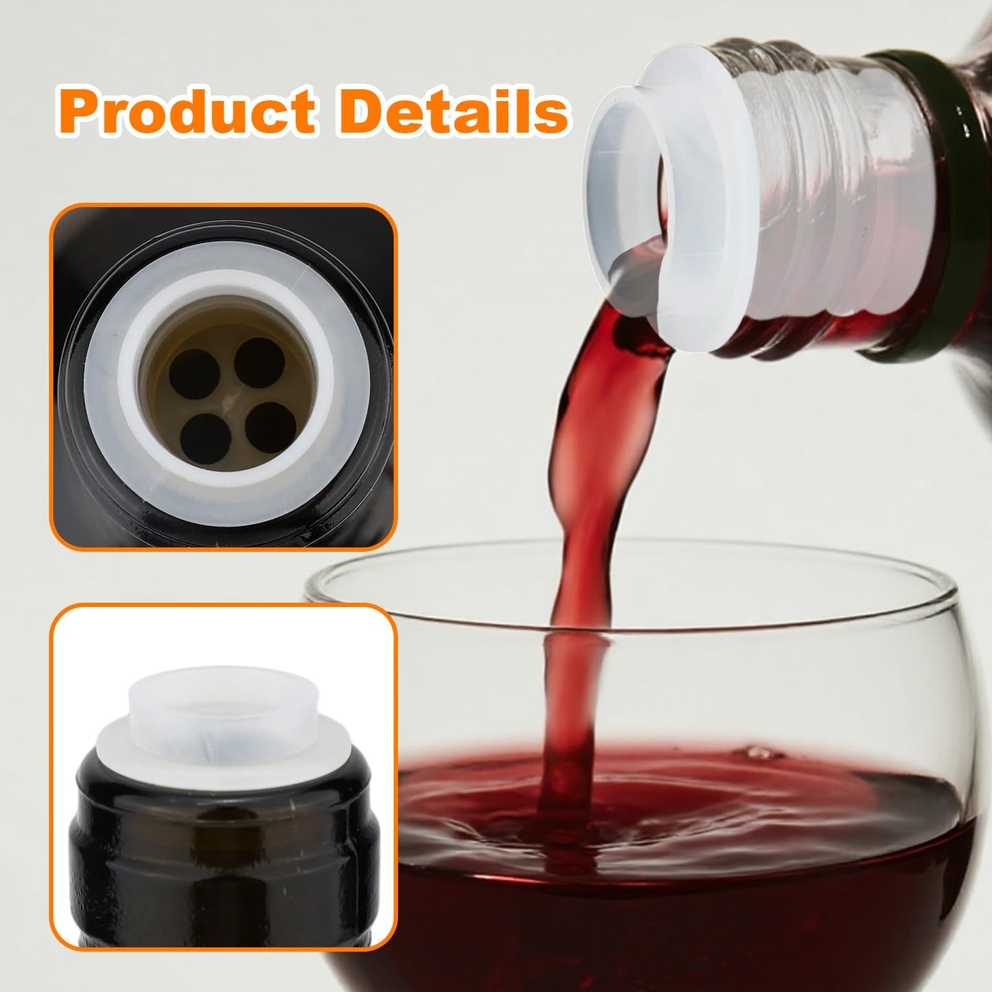 48pcs Slow Wine Pourer Spout, Red Plastic Wine Pourers with Seal Lids for Corked Bottles Bars Restaurants & Home Use