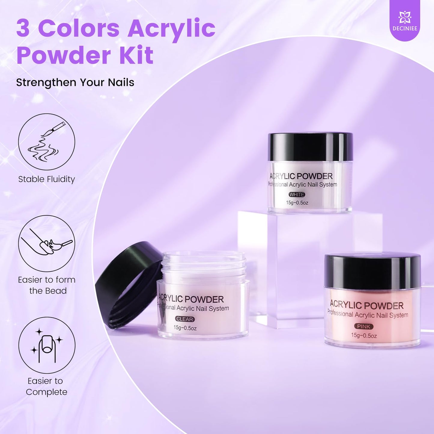 Nail Kit for Beginners with Everything: Professional Monomer Acrylic Nail Liquid Powder Set with Practice Hand Drill U V Light in Cosmetic Bag for Women Salon Home(Purple)