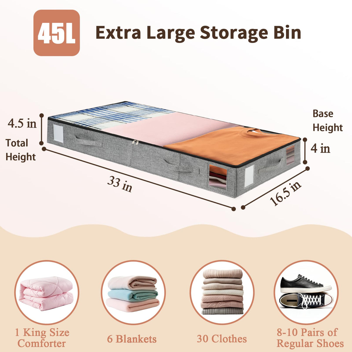 4 Pack Under Bed Storage Containers (4 Count)