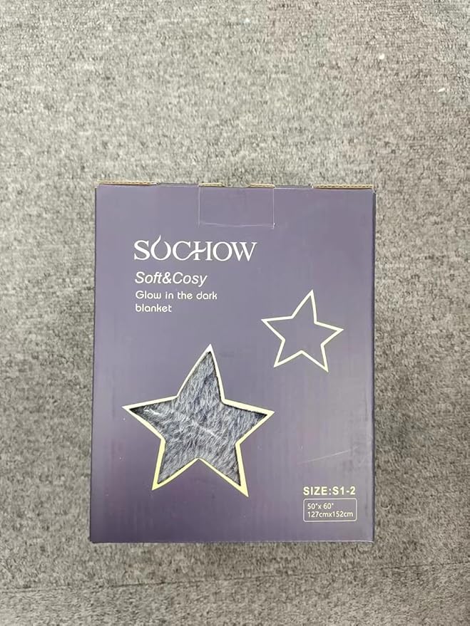 SOCHOW Glow in The Dark Throw Blanket 50 x 60 Inches, Galaxy Stars Pattern Soft Cozy Flannel Fleece Blanket for Sons Daughters, All Seasons Grey Presents Blanket for Preteens Teens