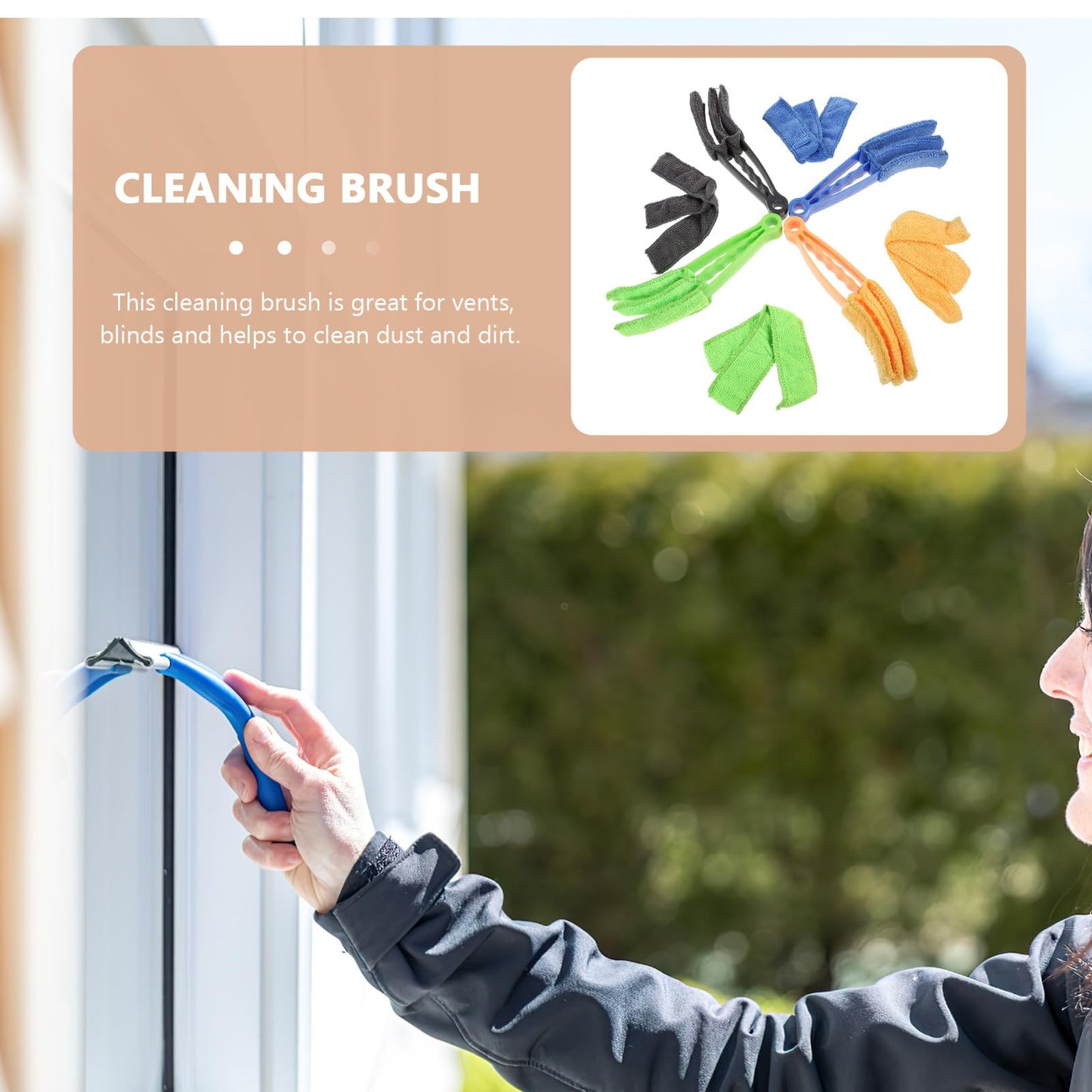 SEWCHICS Multifunctional Blinds Cleaner Brush Set 8pcs with Detachable Covers, Household Vent Dusting Tool for Daily Use, Compact Window Blind Duster Kit for Home Cleaning