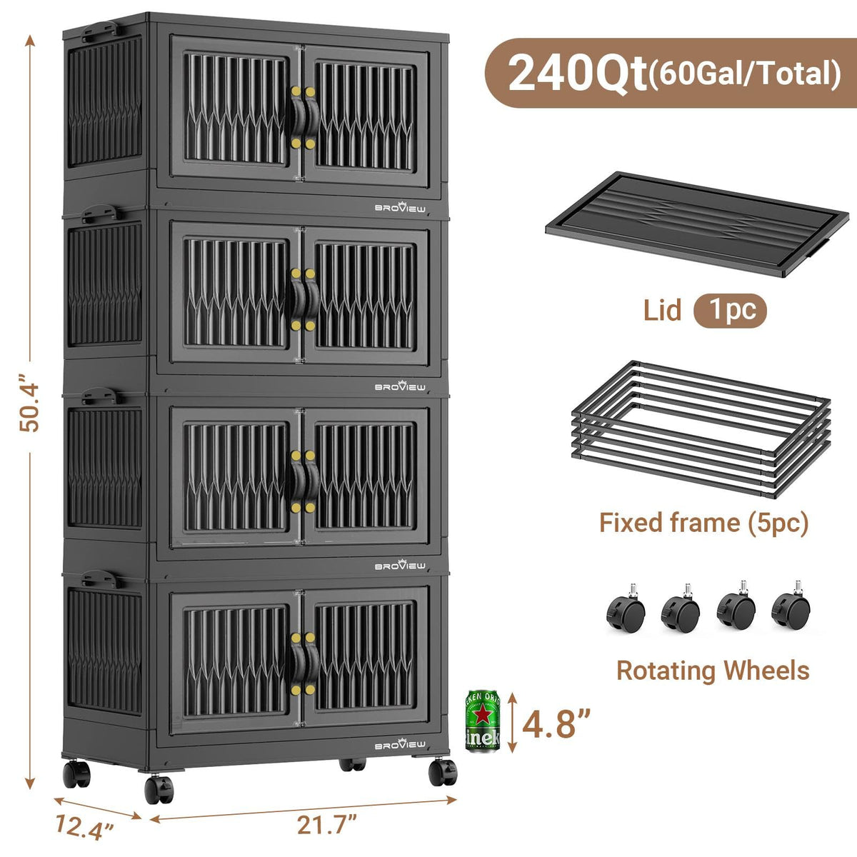 240Qt Stackable Storage Bins with Lid (4 Count)